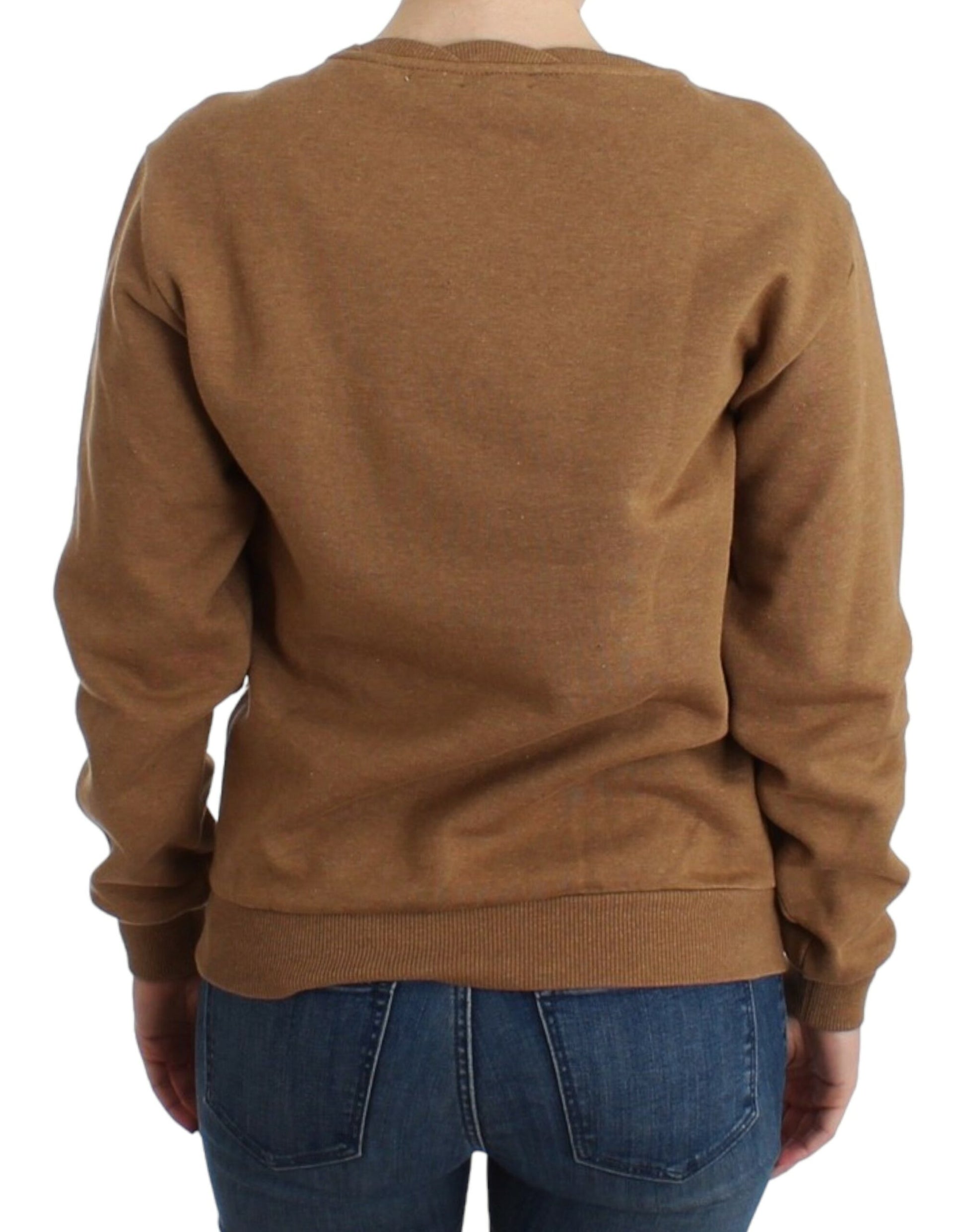 Pull en coton marron à col rond John Galliano