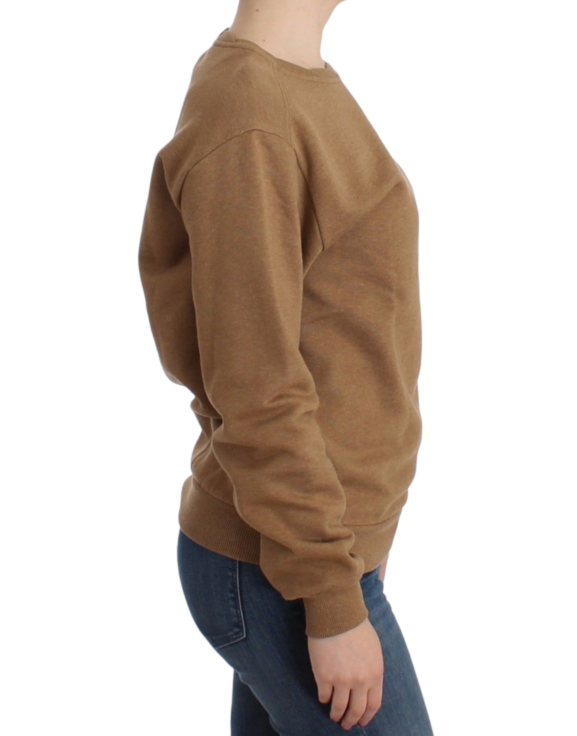 Pull en coton marron à col rond John Galliano