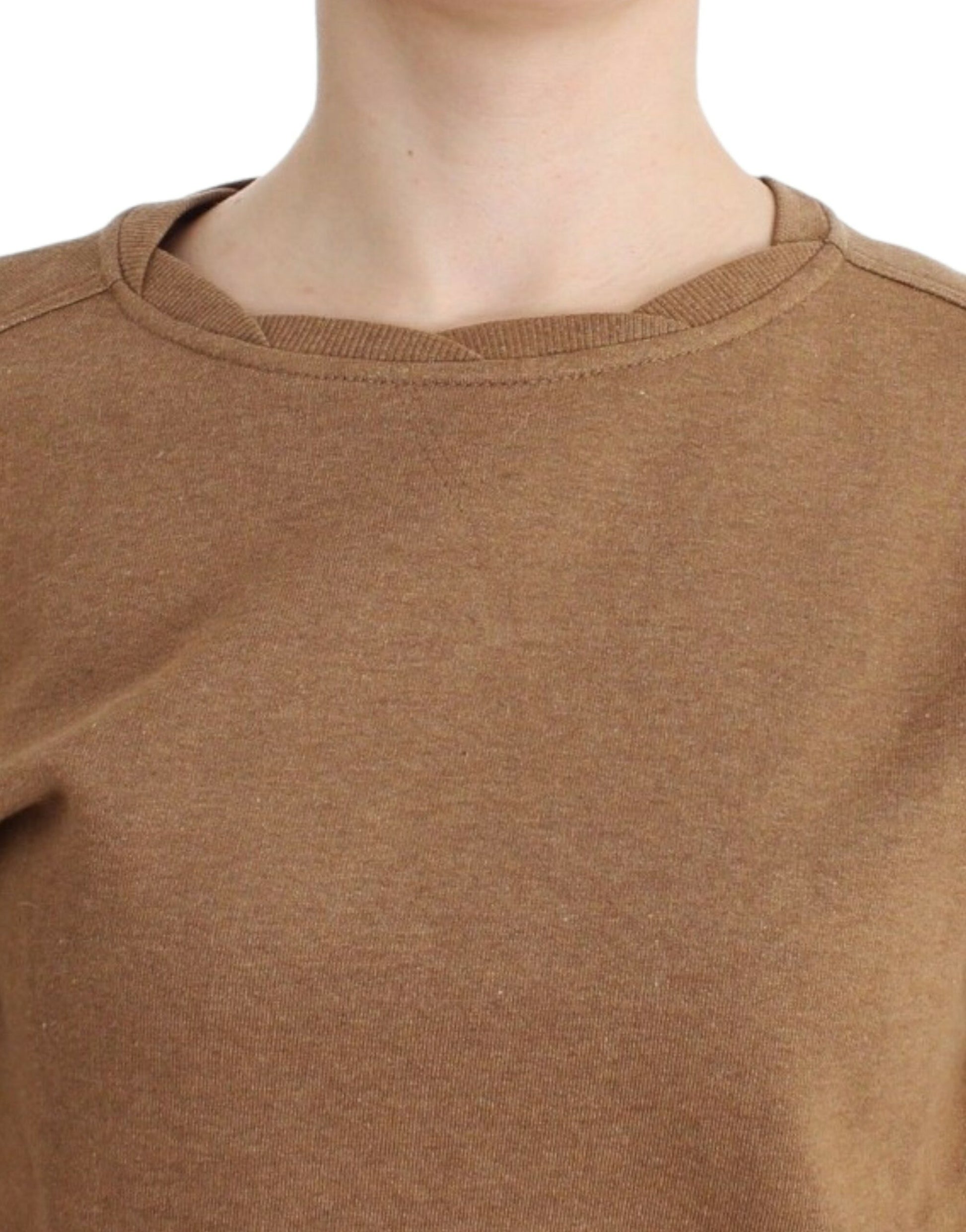 Pull en coton marron à col rond John Galliano
