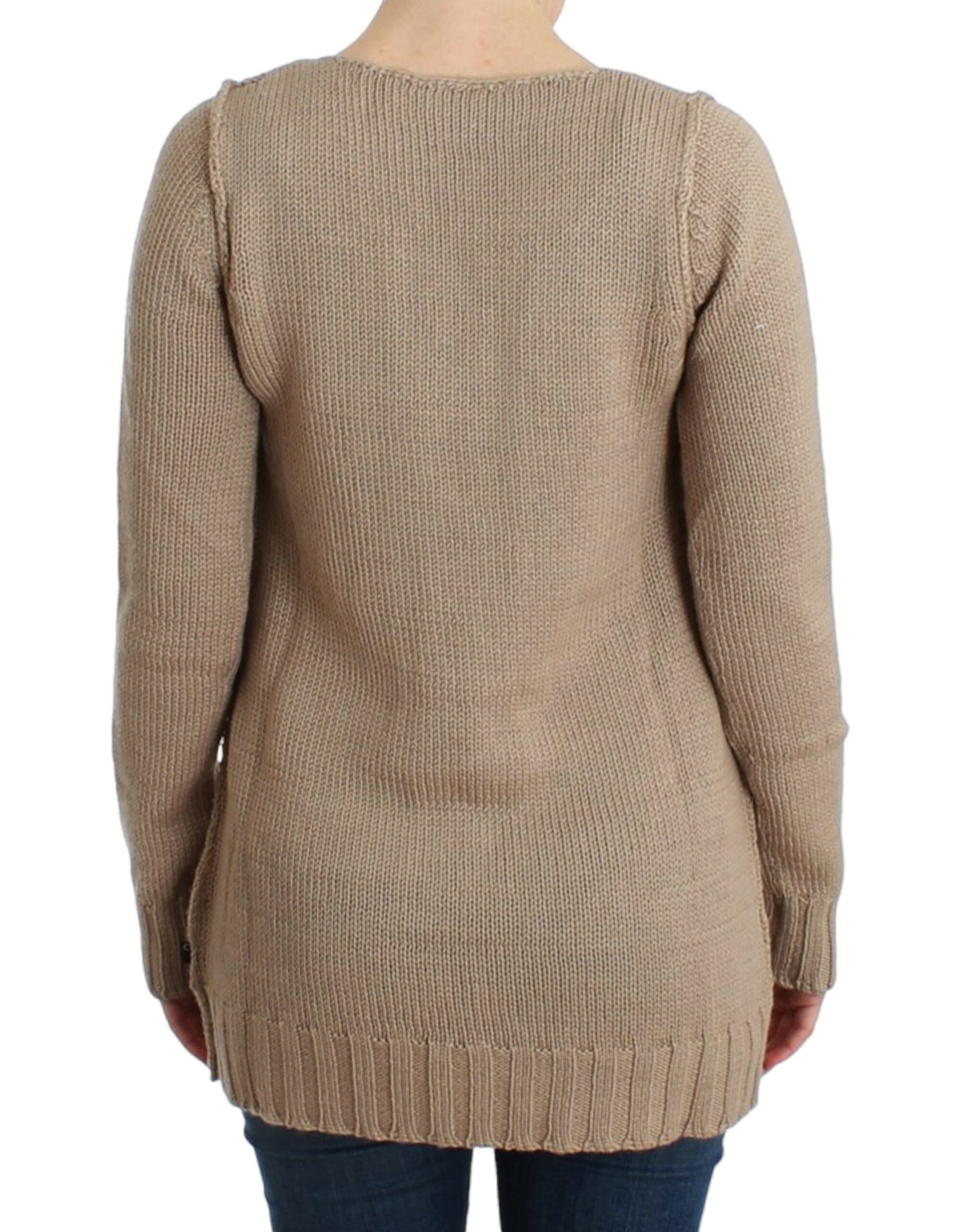 Cavalli Beigefarbener Strickpullover aus Wolle