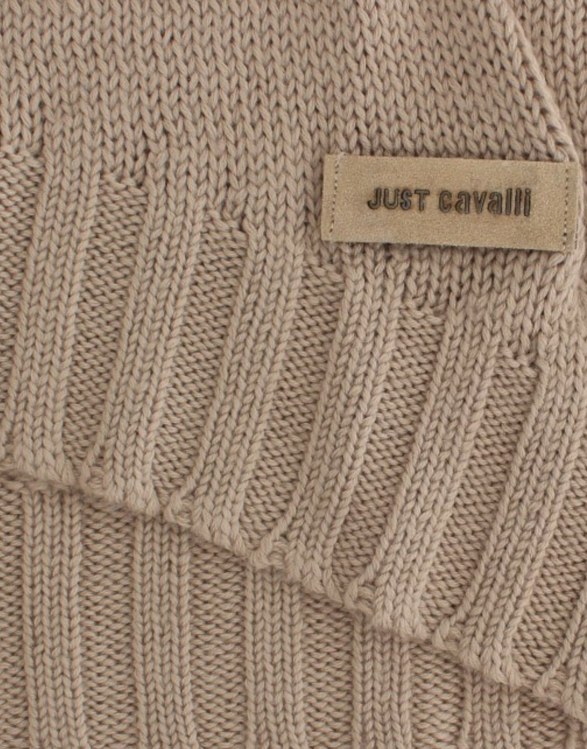 Cavalli Beigefarbener Strickpullover aus Wolle