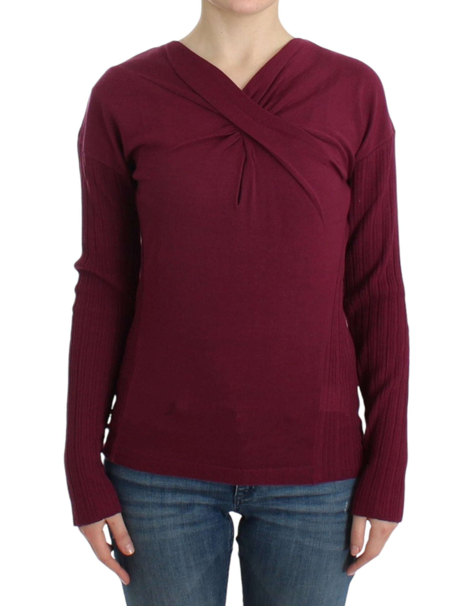 Pull en laine tricoté violet Cavalli