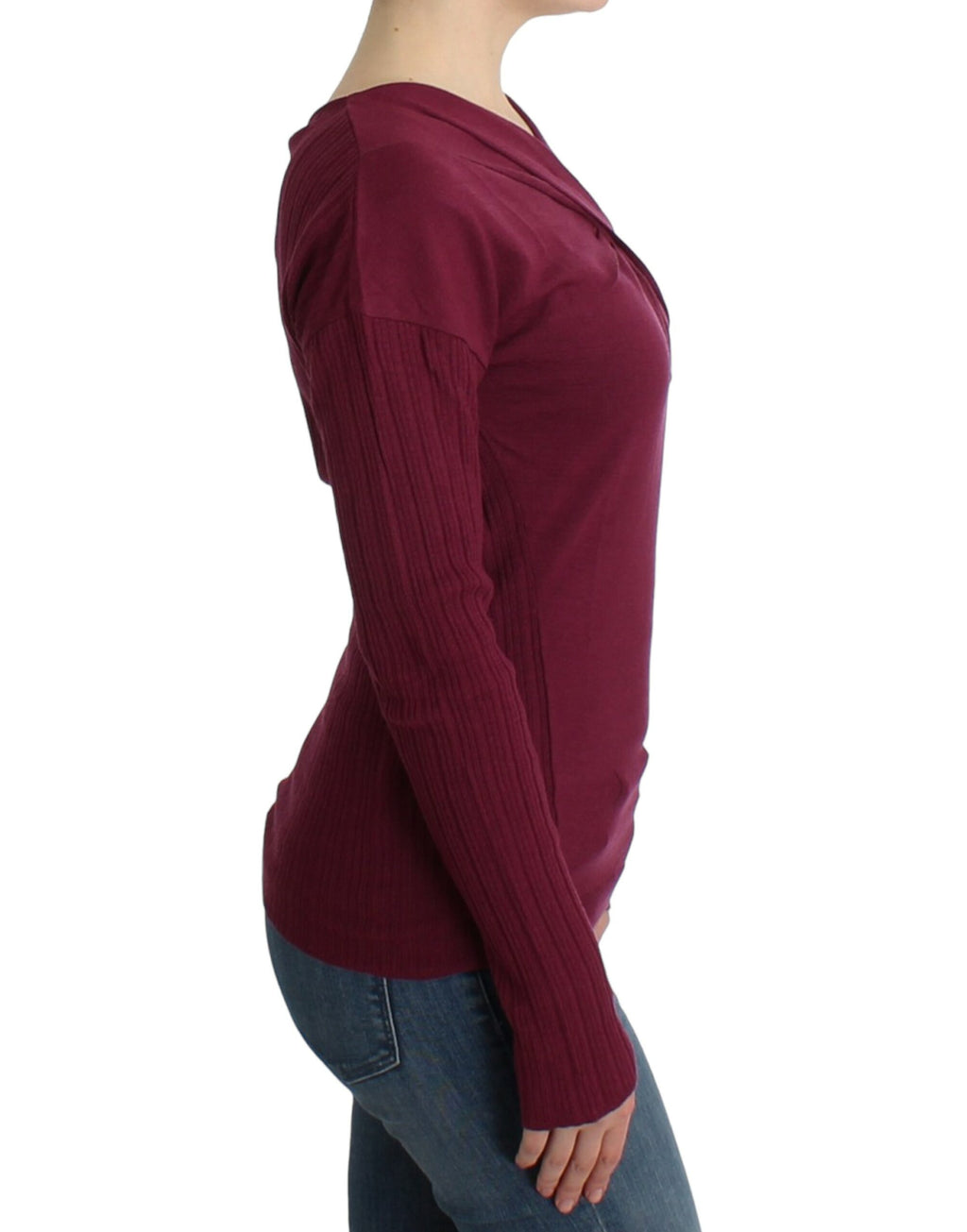 Pull en laine tricoté violet Cavalli