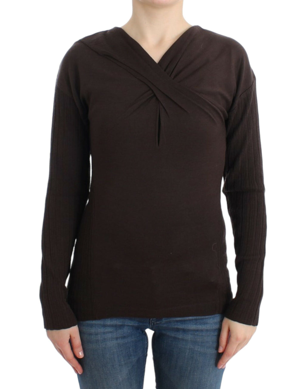 Cavalli Brauner gestrickter Wollpullover