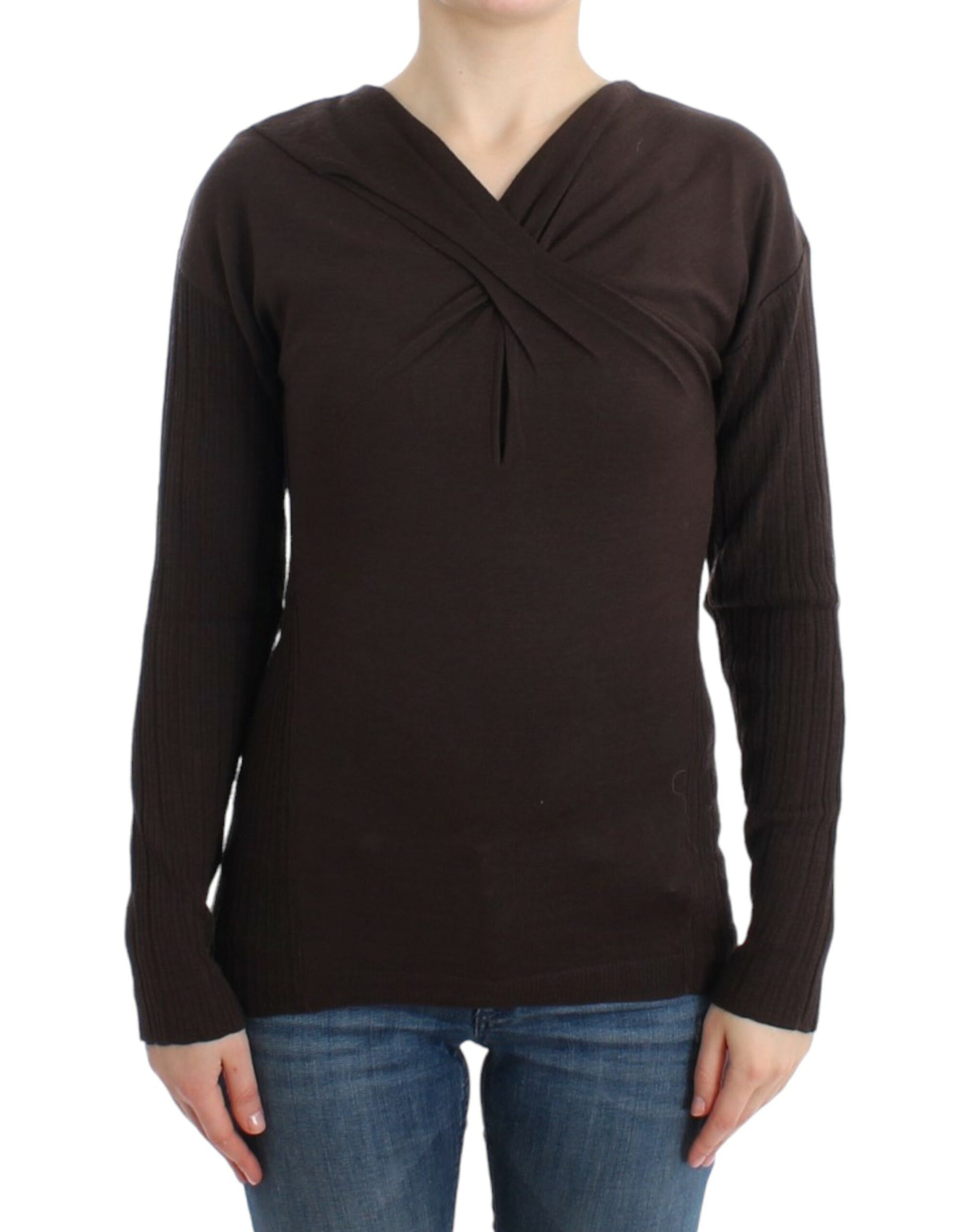 Cavalli Brauner gestrickter Wollpullover
