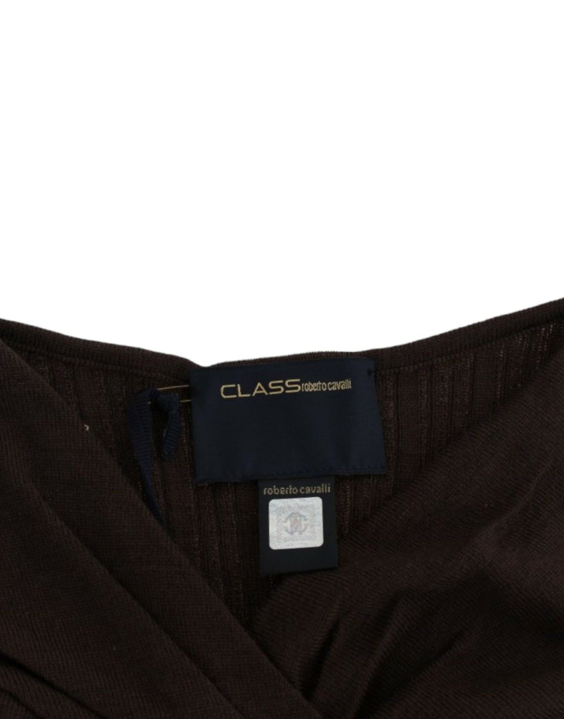 Cavalli Brauner gestrickter Wollpullover