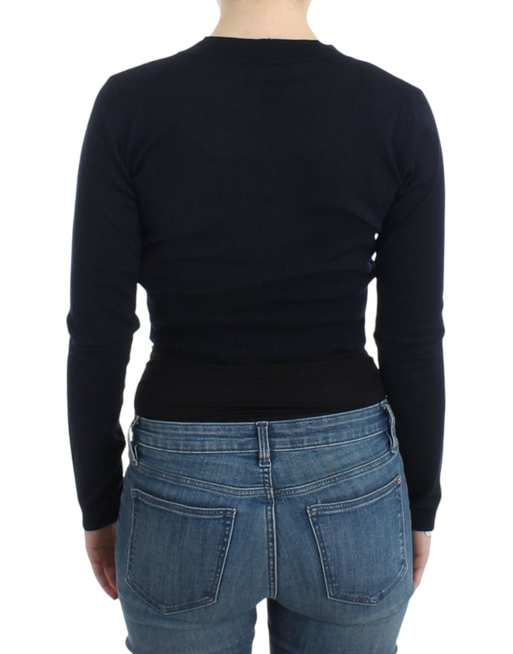 Cavalli Schwarze kurze Wollstrickjacke