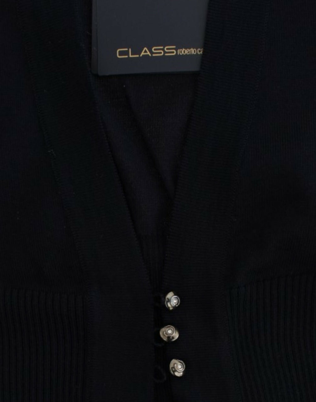 Cavalli Schwarze kurze Wollstrickjacke