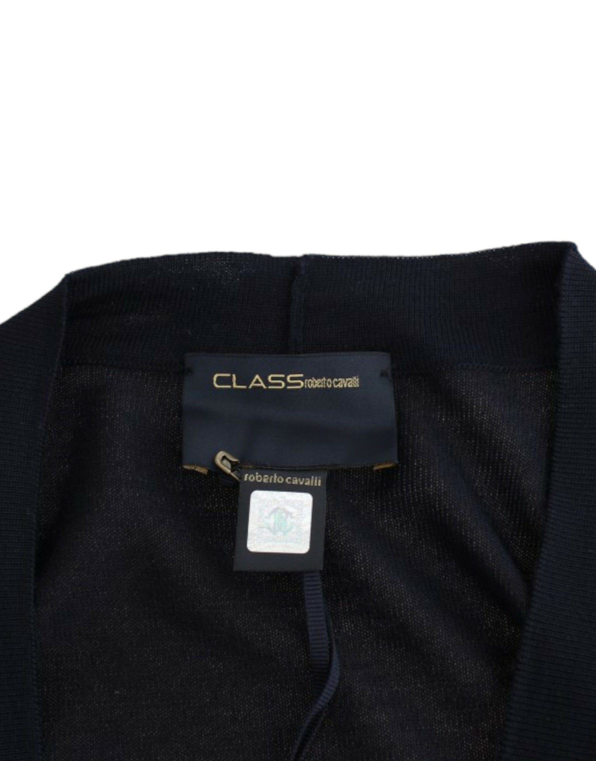 Cavalli Schwarze kurze Wollstrickjacke