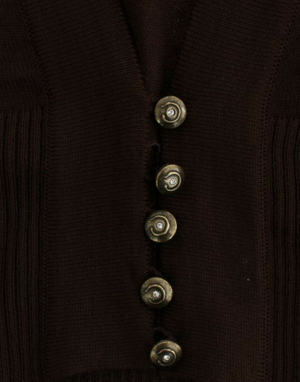 Cavalli Braune kurze Wollstrickjacke