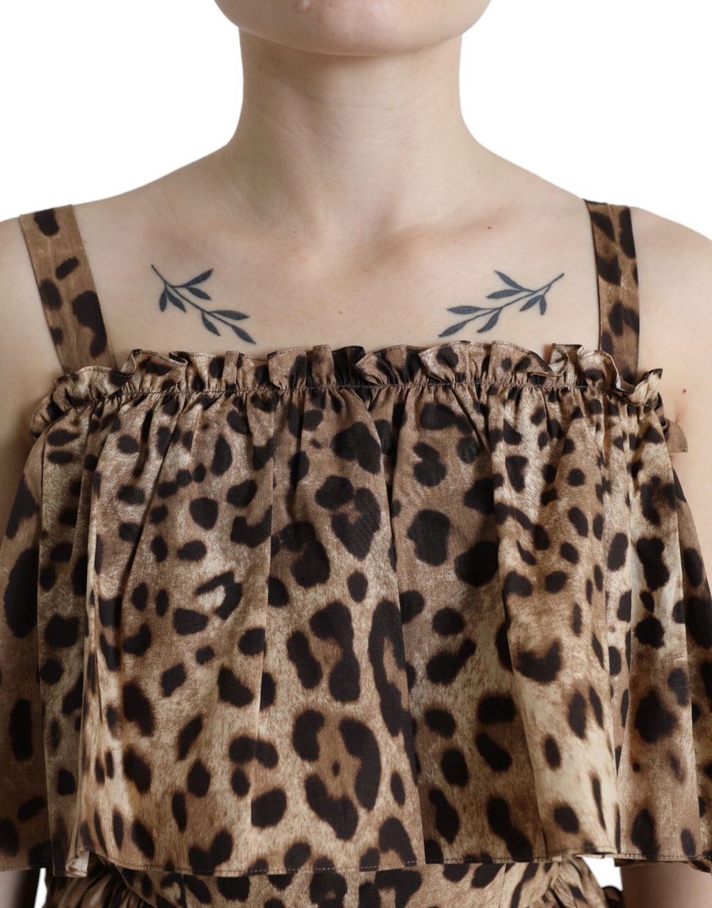 Robe trapèze sans manches Dolce & Gabbana imprimé léopard marron
