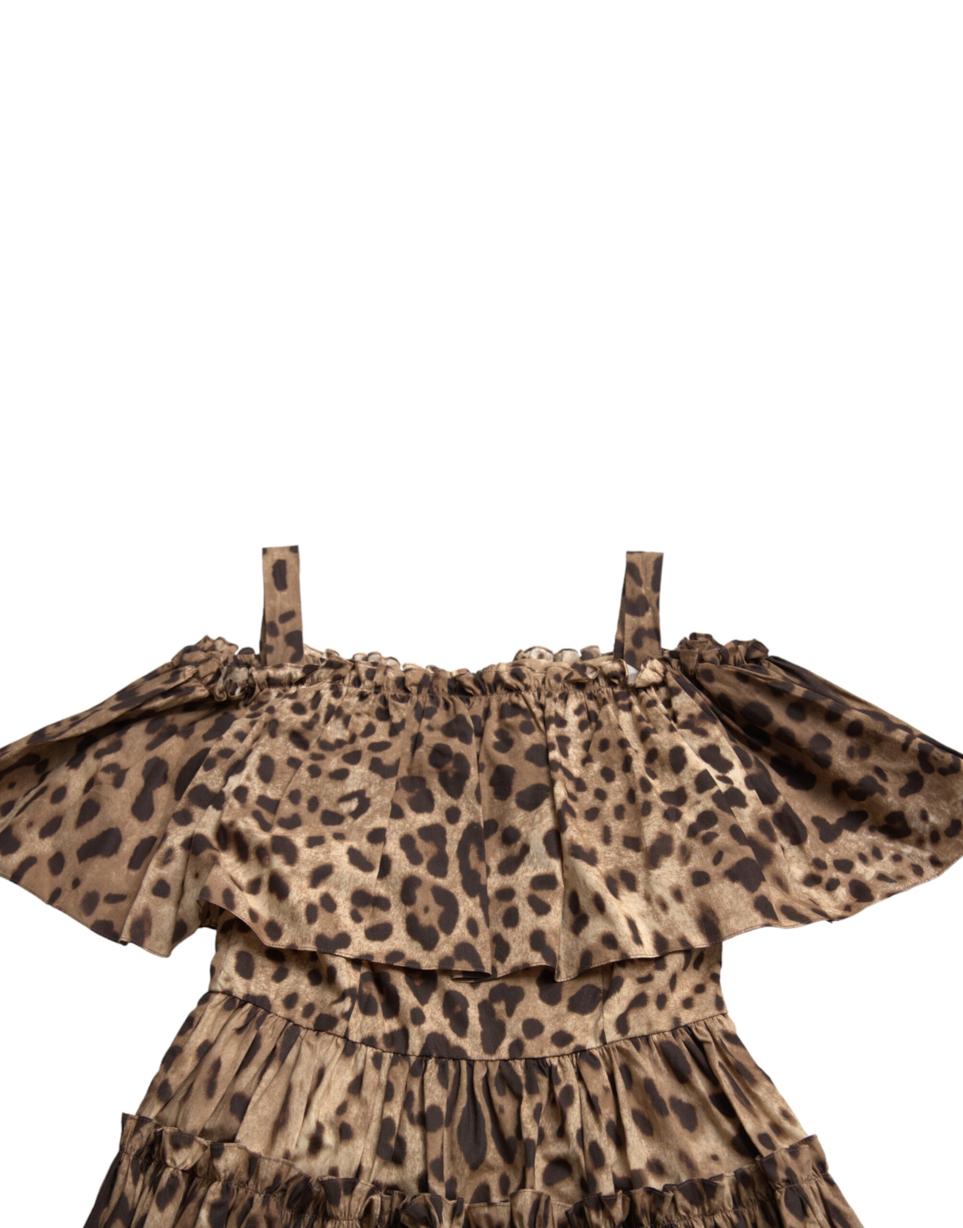 Robe trapèze sans manches Dolce & Gabbana imprimé léopard marron