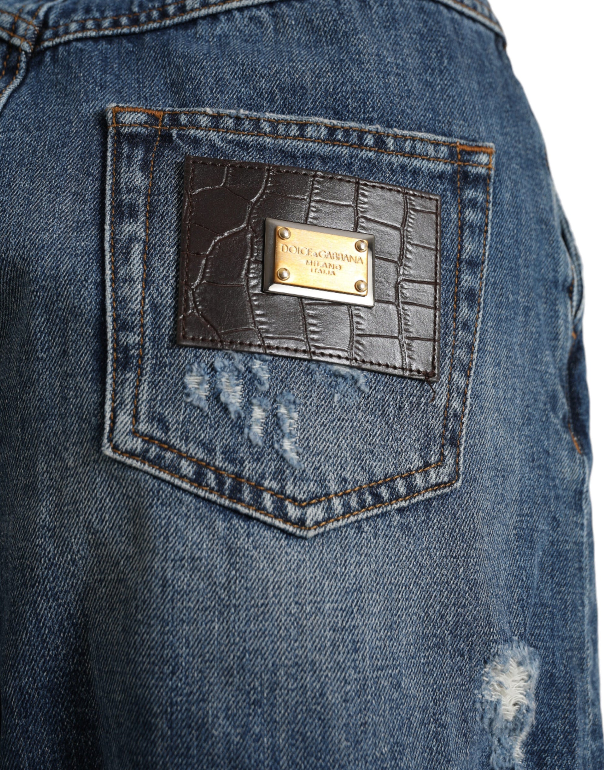 Shorts en jean taille haute en coton bleu Dolce & Gabbana