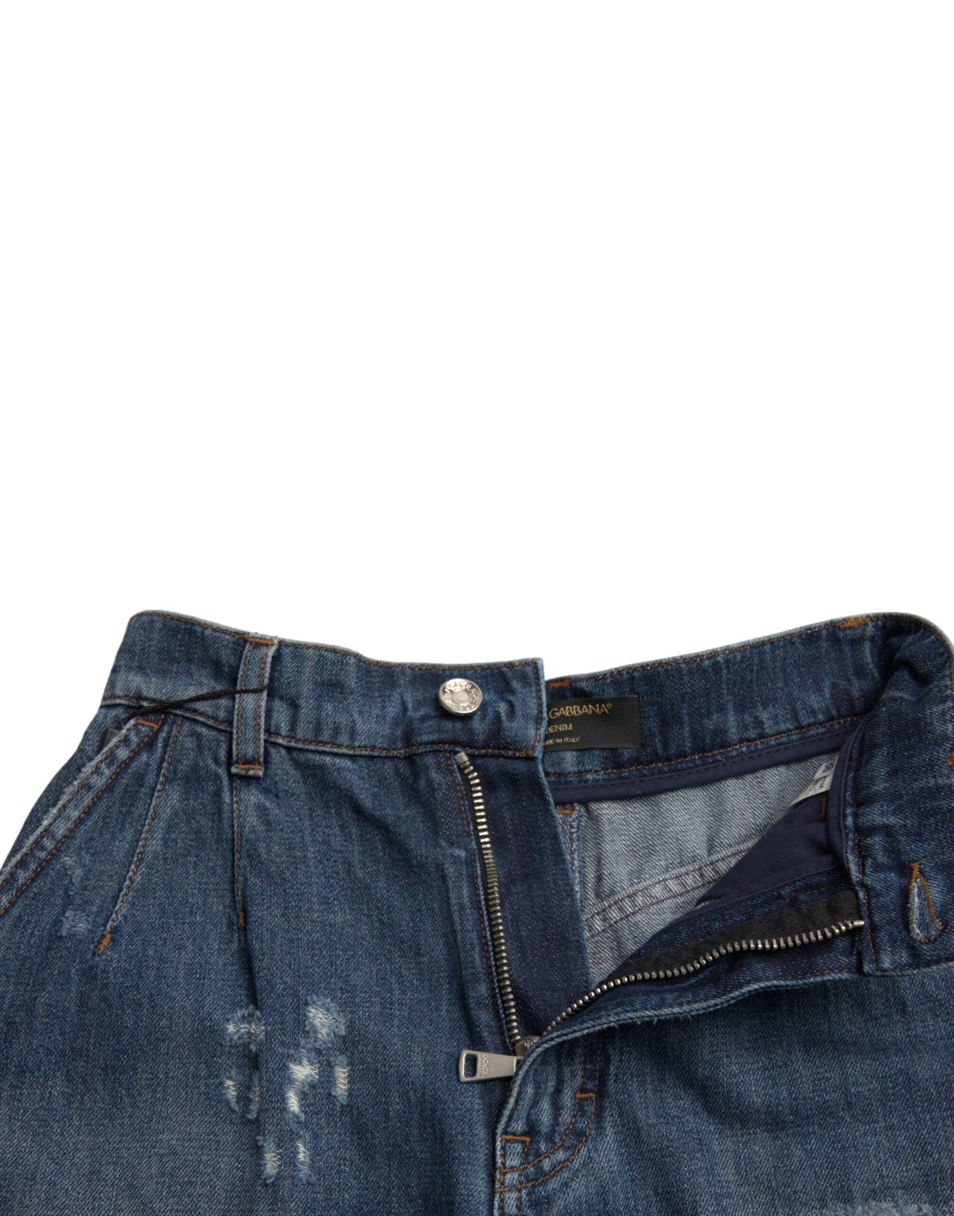 Shorts en jean taille haute en coton bleu Dolce & Gabbana