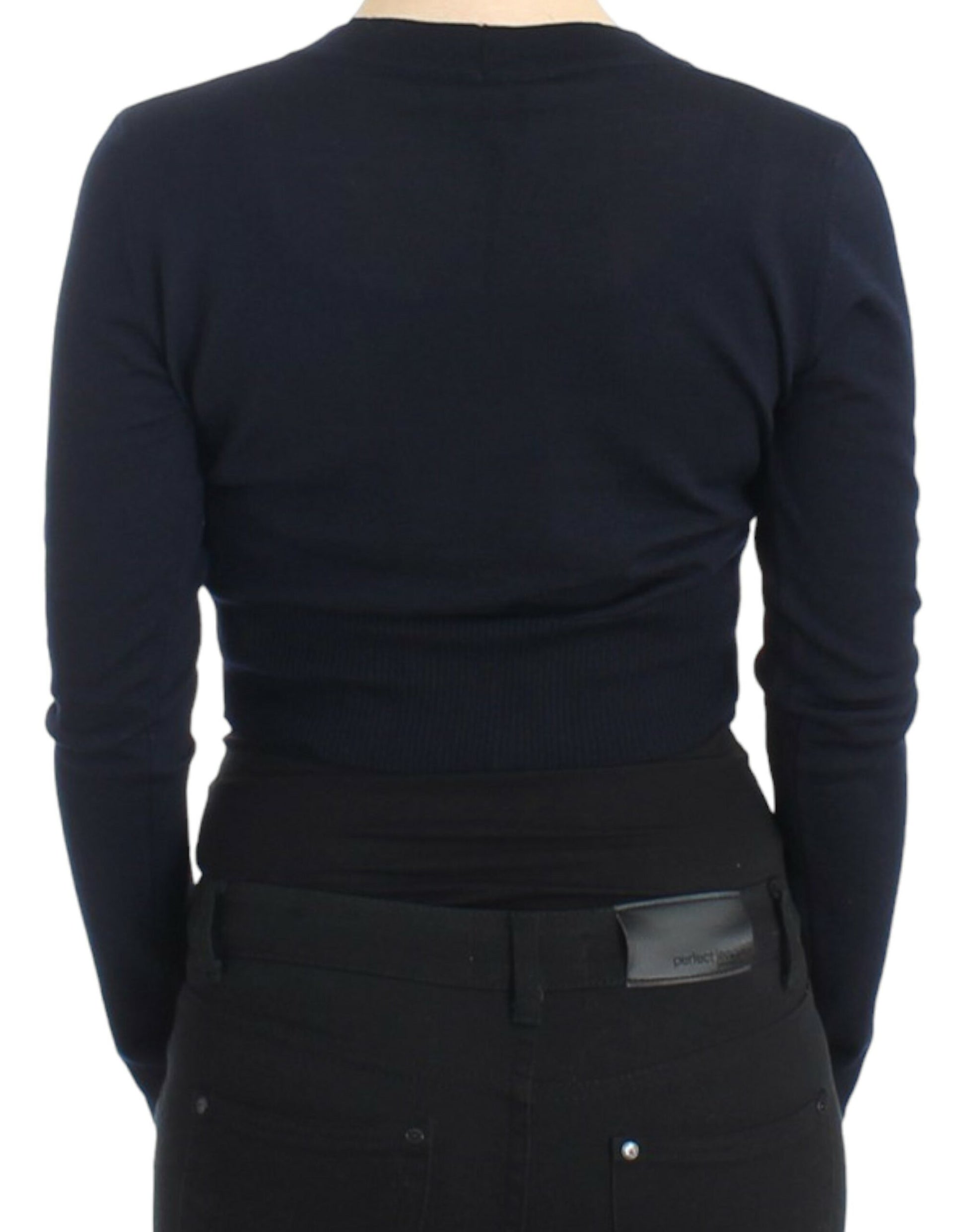 Cavalli Blaue kurze Wollstrickjacke