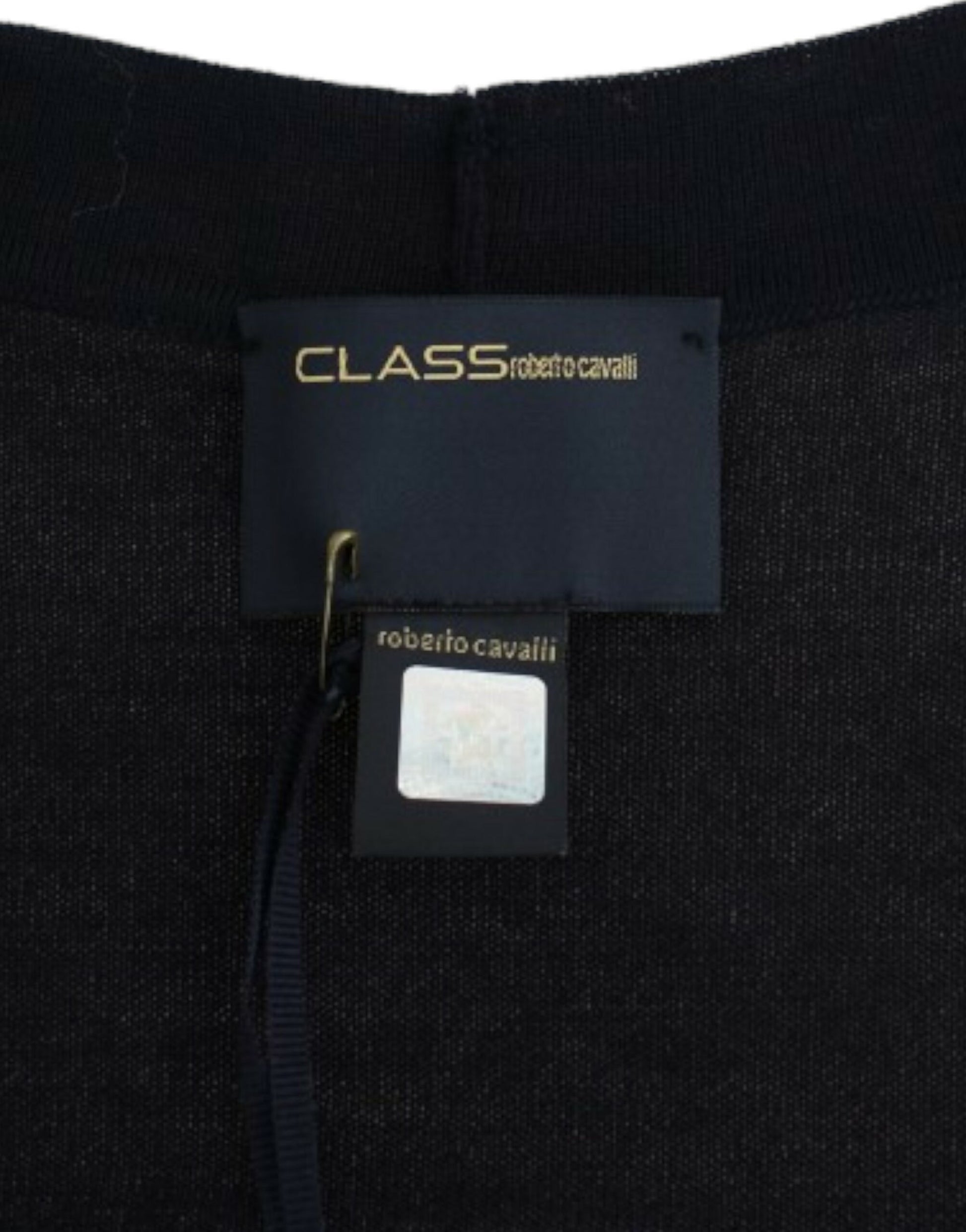 Cavalli Blaue kurze Wollstrickjacke