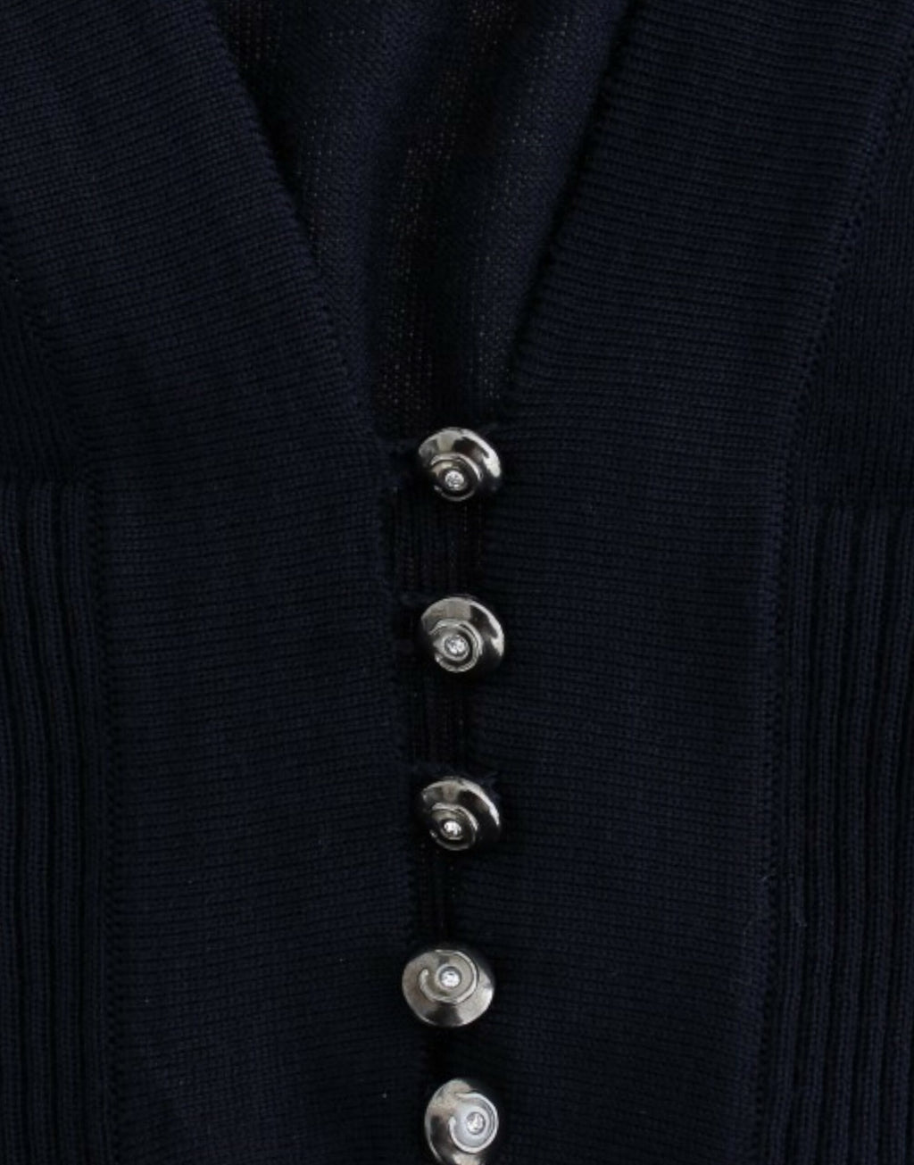 Cavalli Blaue kurze Wollstrickjacke