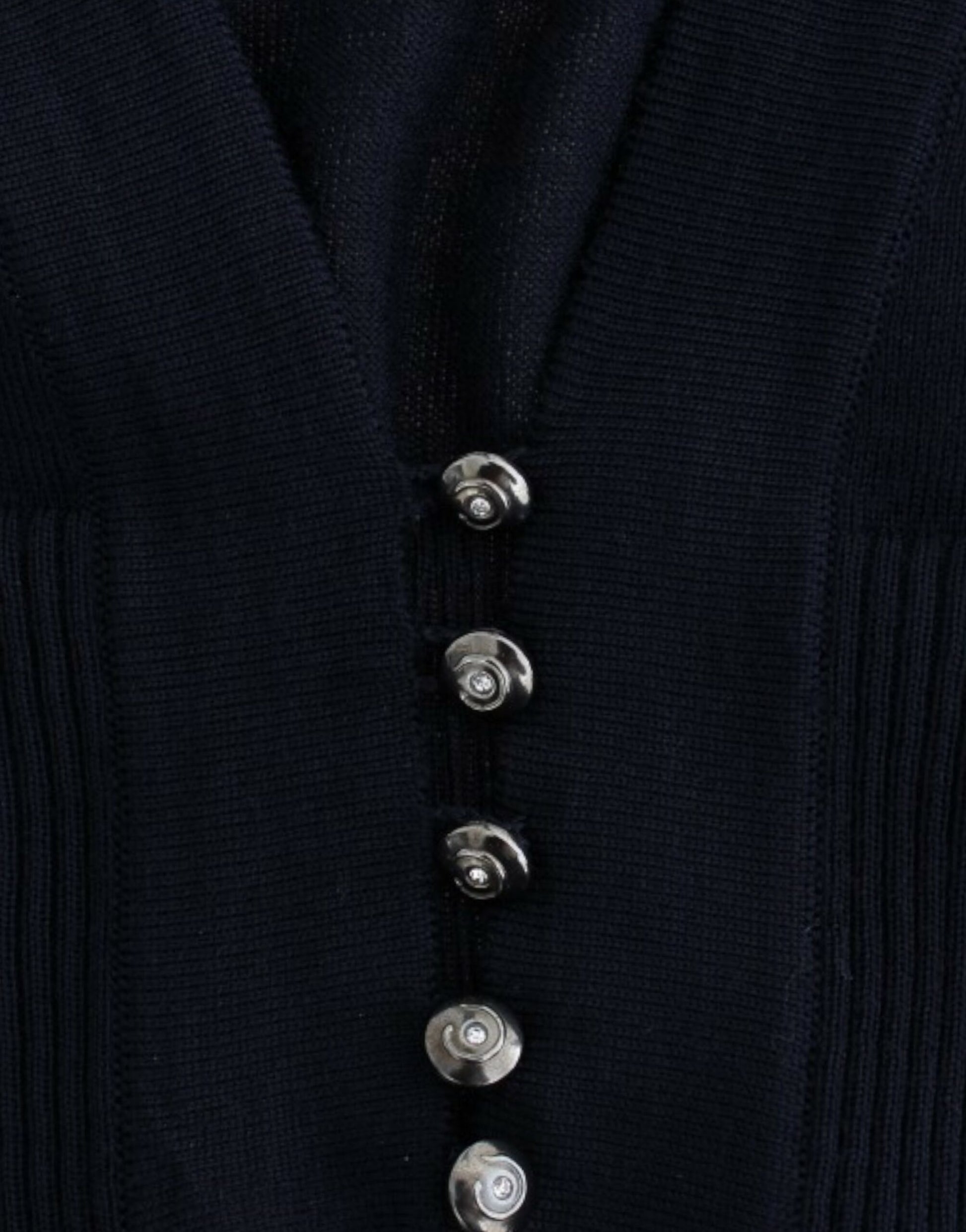 Cavalli Blaue kurze Wollstrickjacke