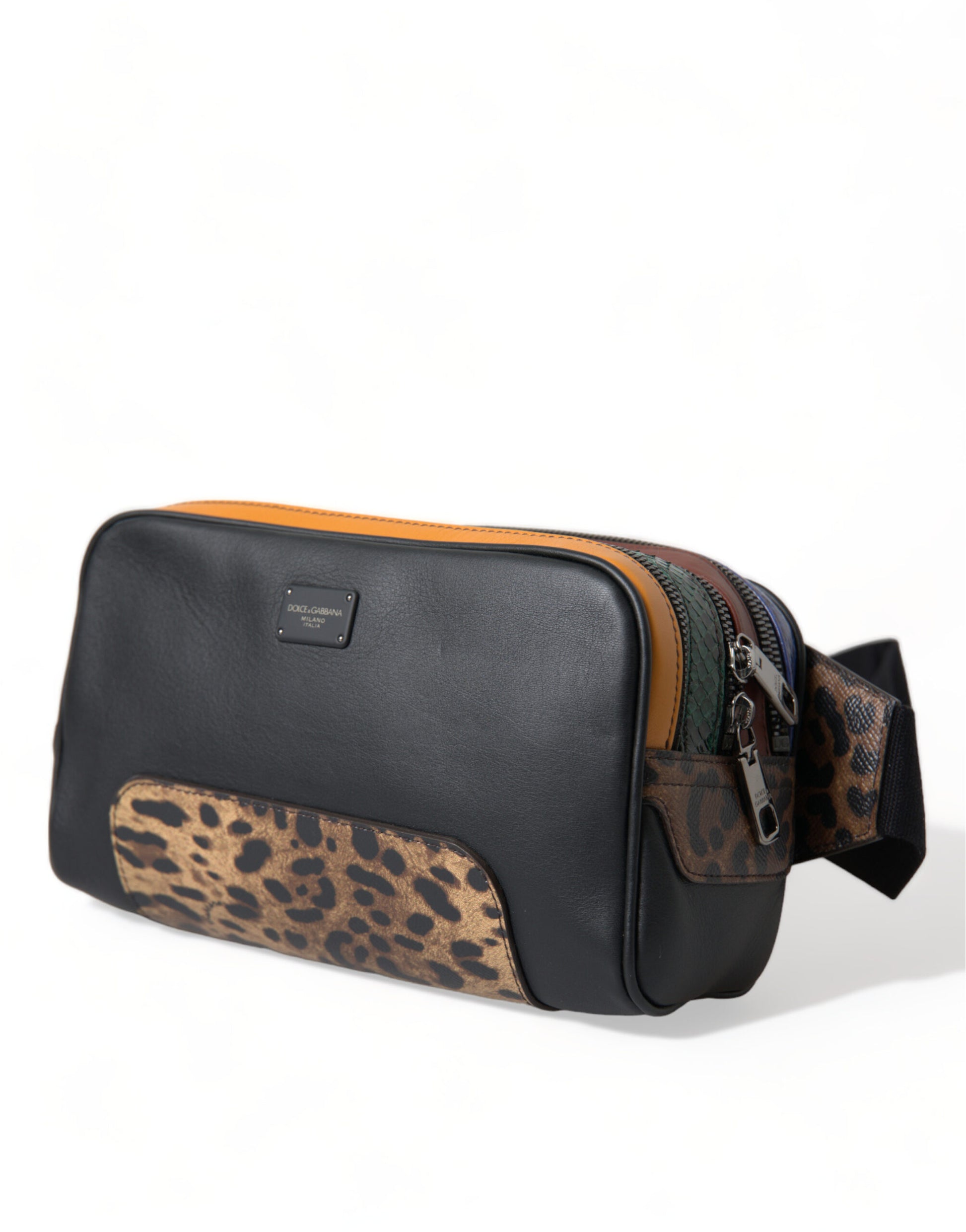 Dolce &amp; Gabbana – Gürteltasche mit Logo aus exotischem Leder in Schwarz