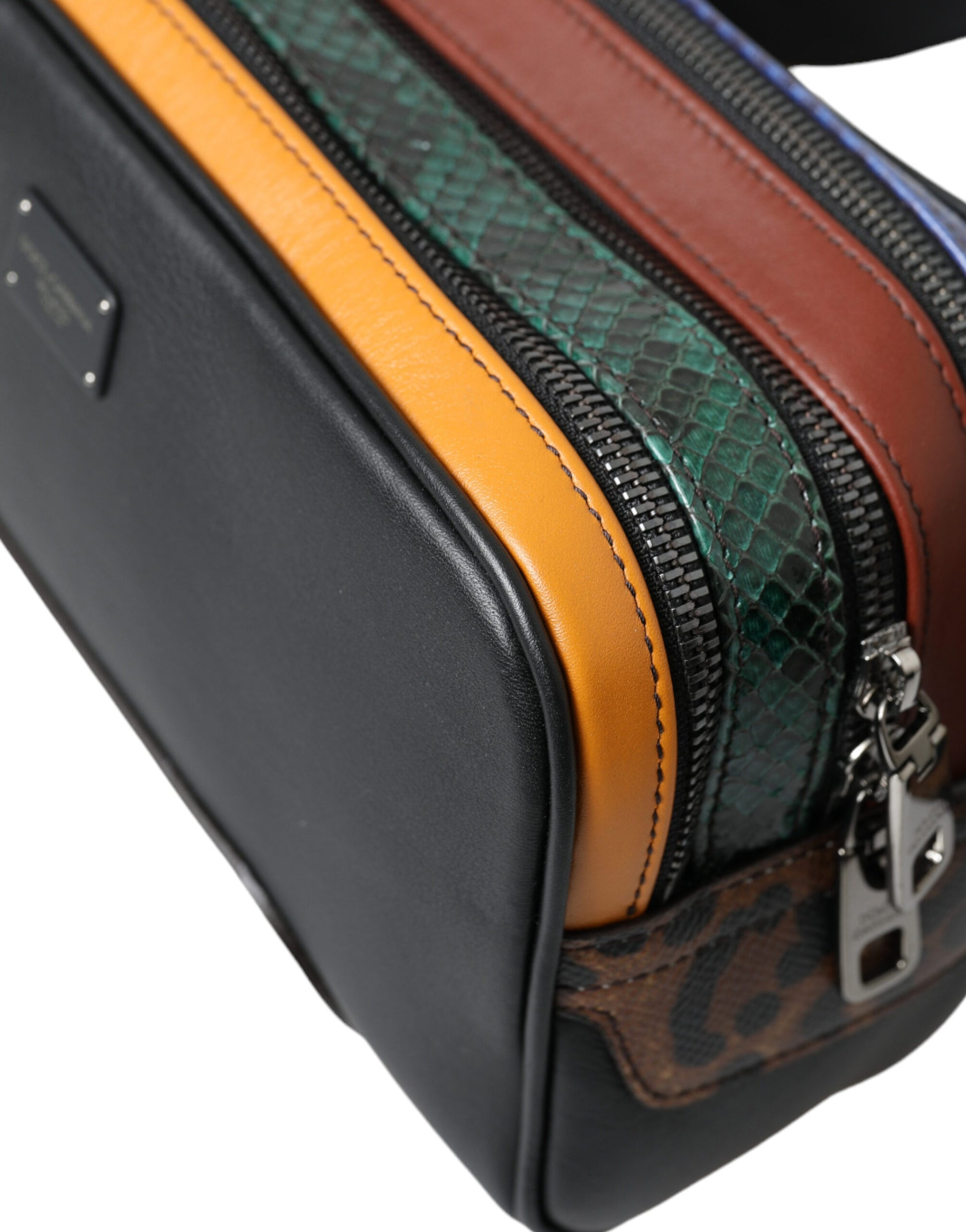 Dolce &amp; Gabbana – Gürteltasche mit Logo aus exotischem Leder in Schwarz