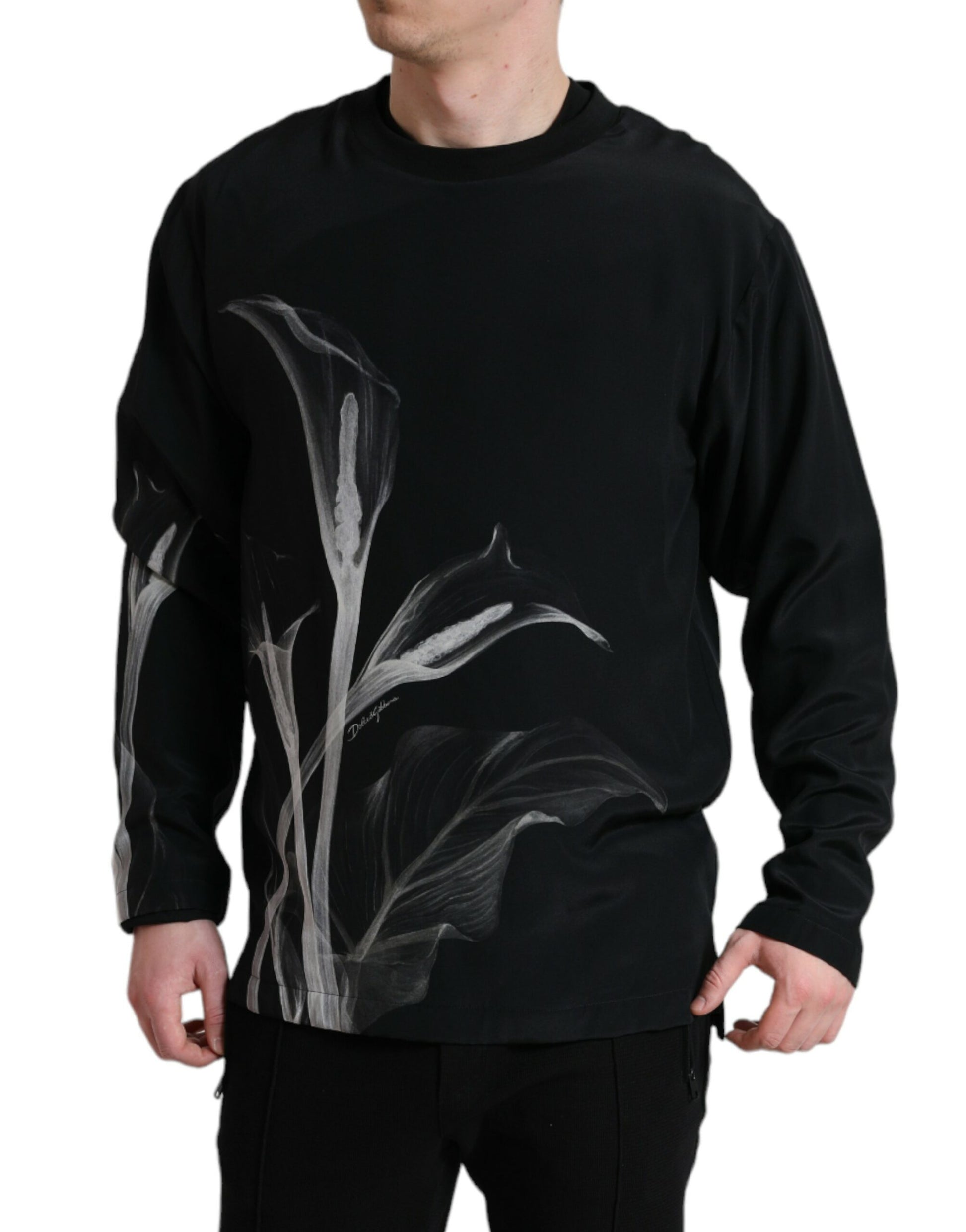 Pull Dolce & Gabbana ras du cou en maille à imprimé floral noir