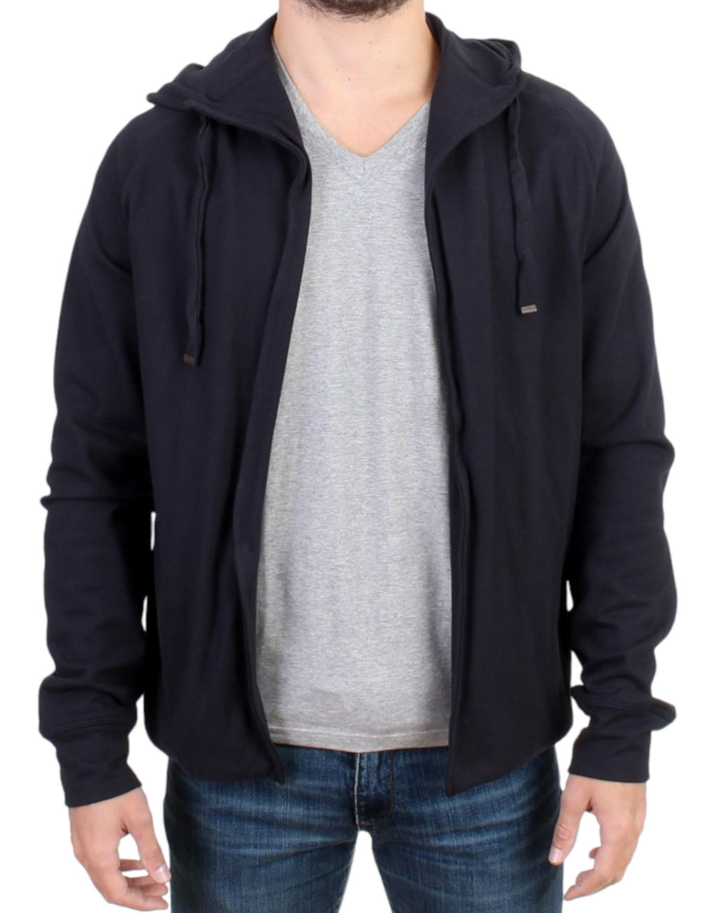 Costume National Pull à capuche bleu en coton