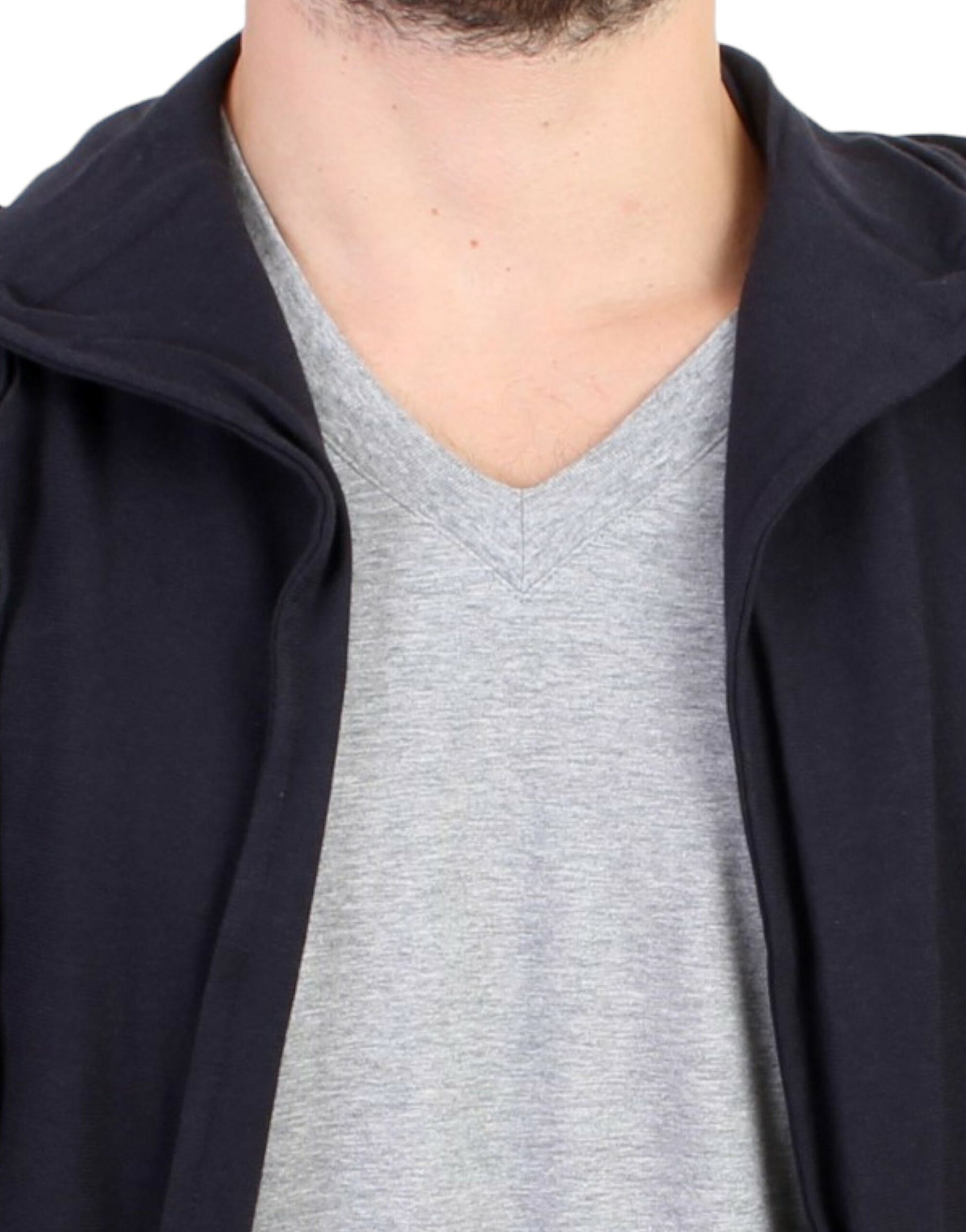 Costume National Pull à capuche bleu en coton