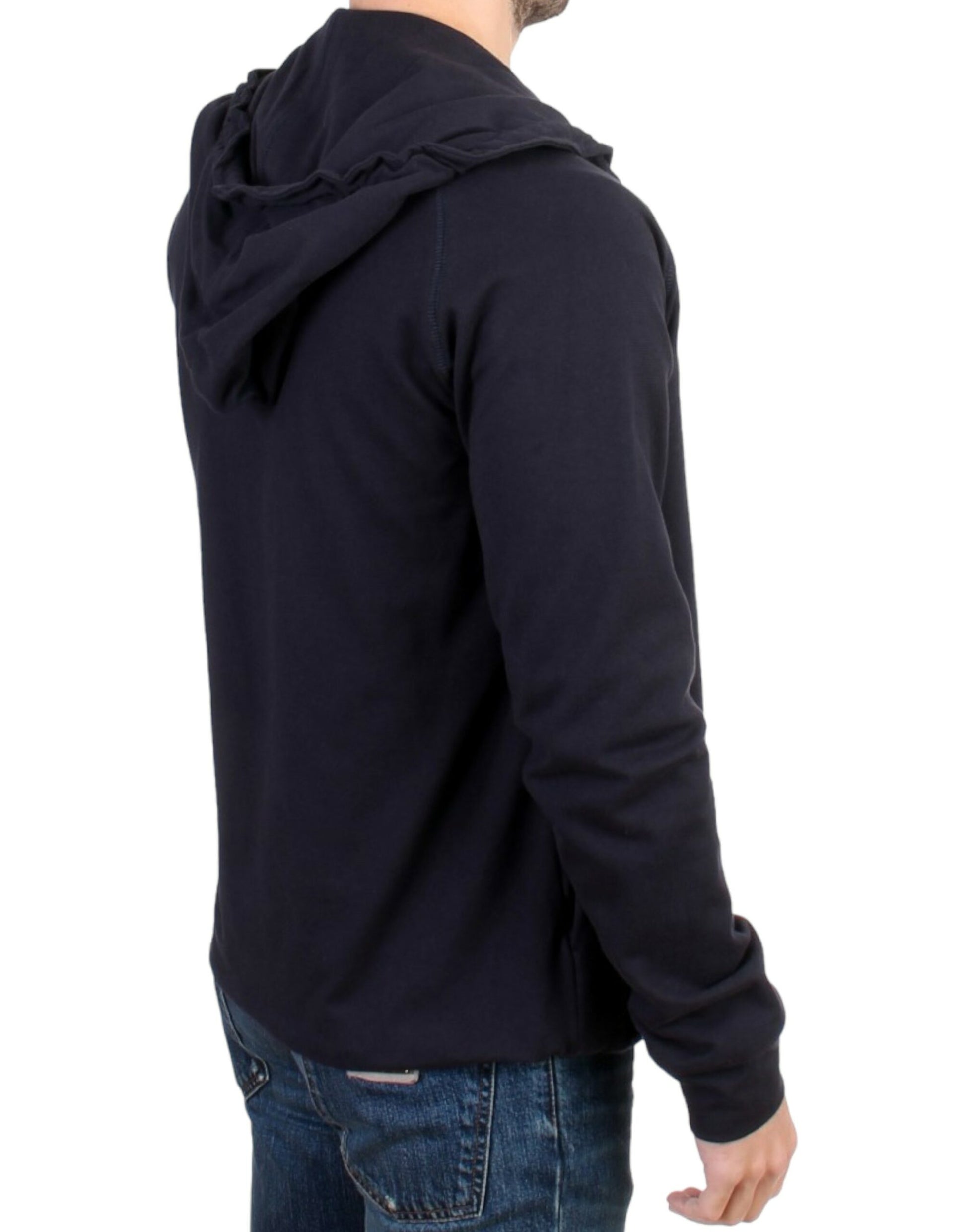Costume National Pull à capuche bleu en coton