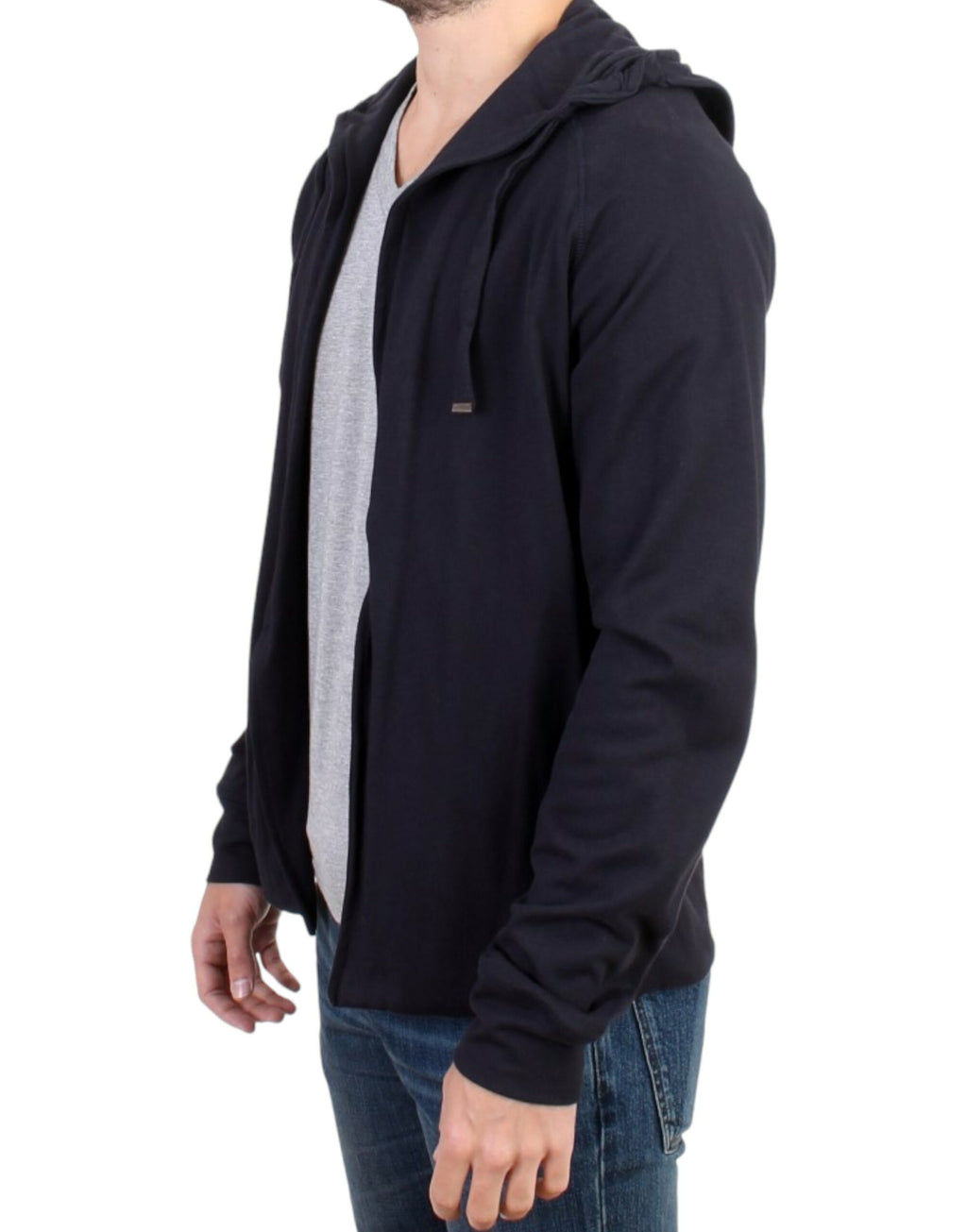 Costume National Pull à capuche bleu en coton
