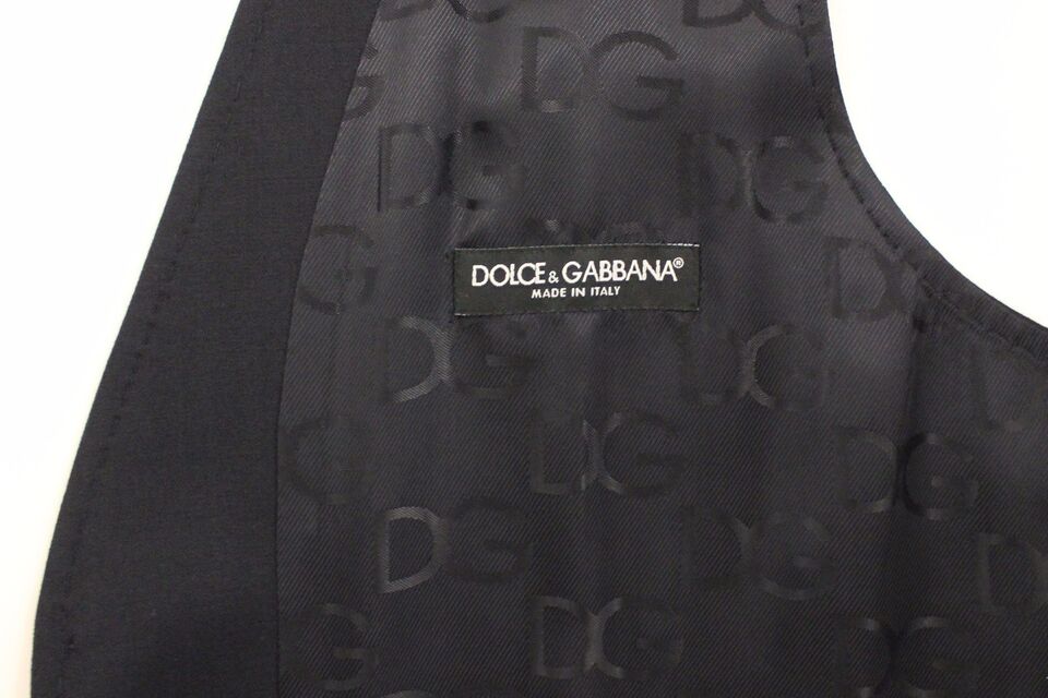 Gilet Dolce & Gabbana gris rayé en laine et soie