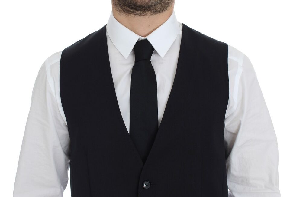 Gilet Dolce & Gabbana gris rayé en laine et soie