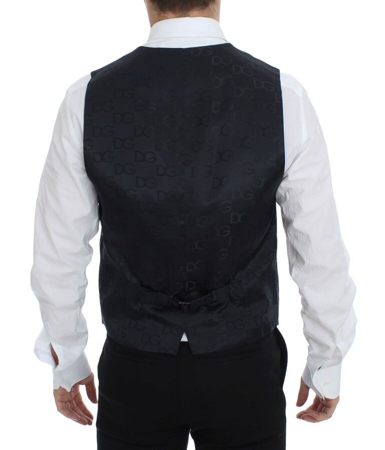Gilet Dolce & Gabbana gris rayé en laine et soie