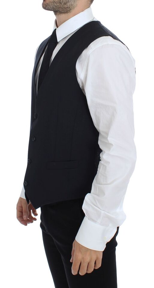 Gilet Dolce & Gabbana gris rayé en laine et soie