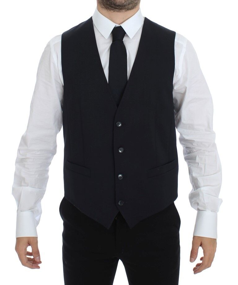 Gilet Dolce & Gabbana gris rayé en laine et soie
