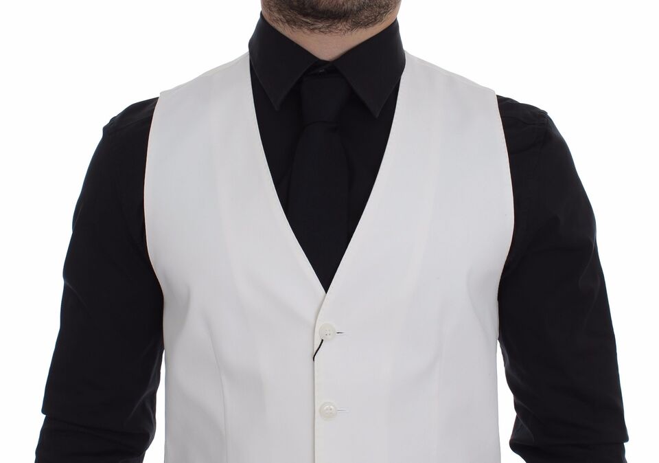 Dolce & Gabbana Blazer Gilet en Coton et Soie Blanc