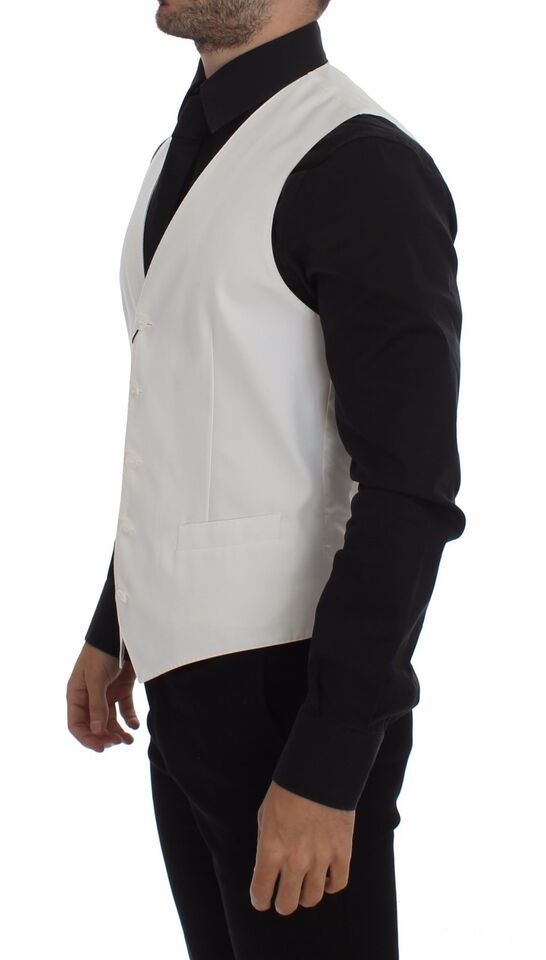 Dolce & Gabbana Blazer Gilet en Coton et Soie Blanc