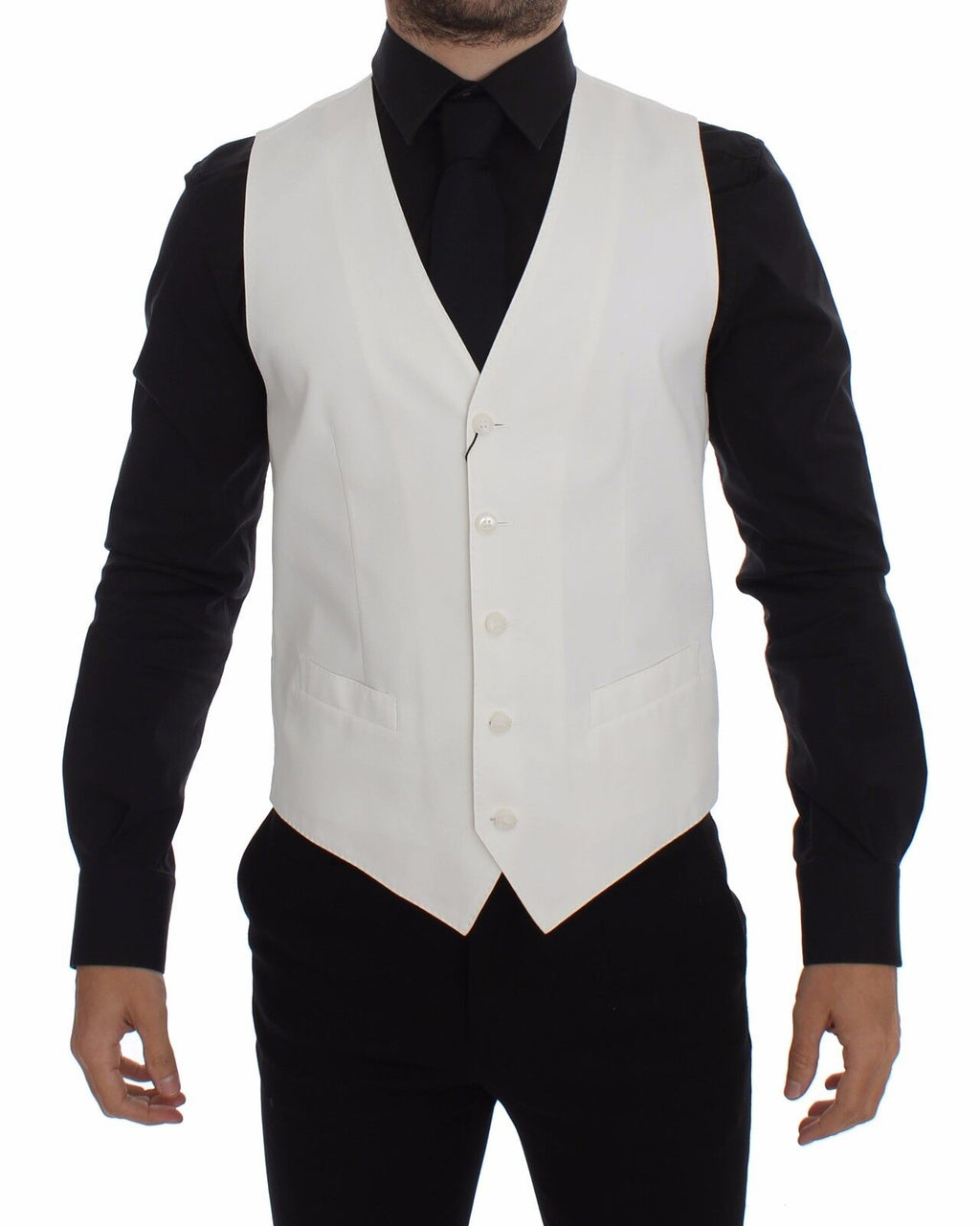 Dolce & Gabbana Blazer Gilet en Coton et Soie Blanc