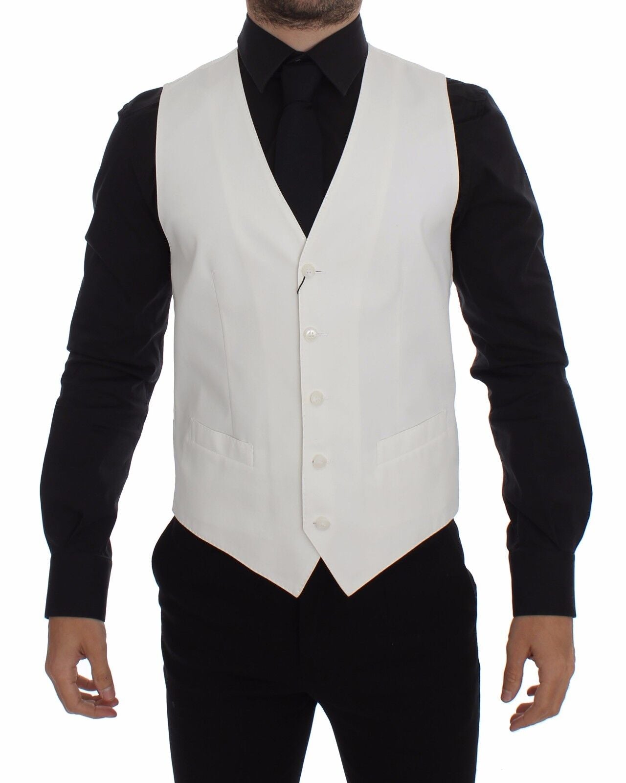 Dolce & Gabbana Blazer Gilet en Coton et Soie Blanc