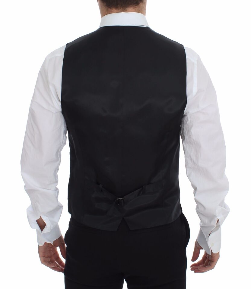Dolce & Gabbana Gilet en laine grise rayée avec logo