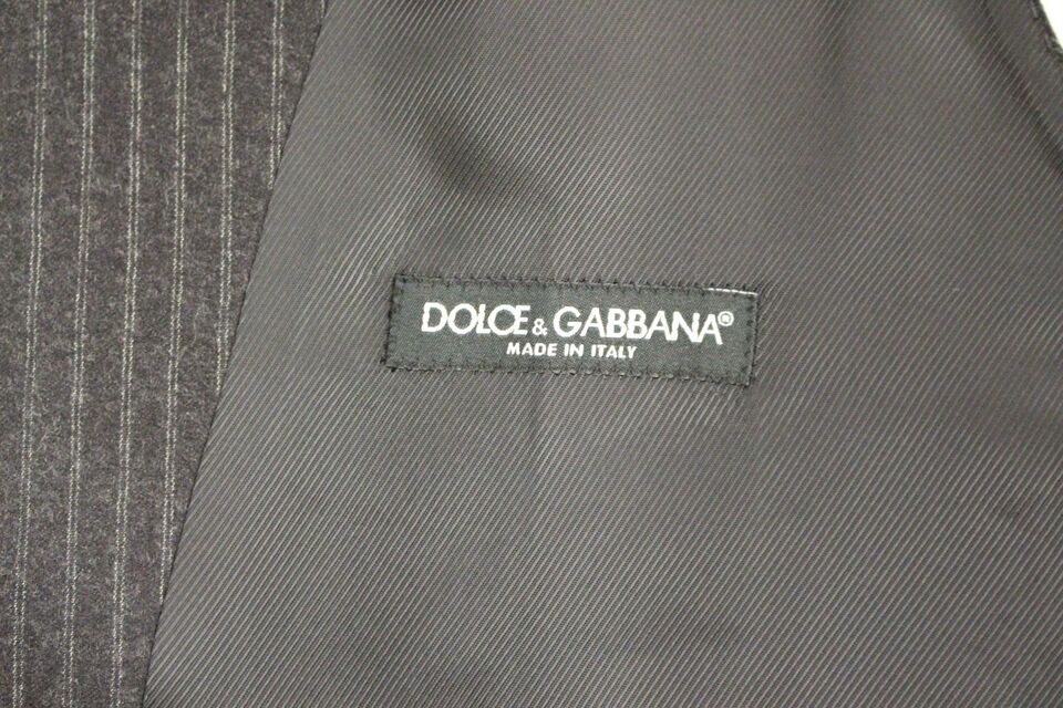 Gilet simple boutonnage Dolce & Gabbana en laine rayée grise