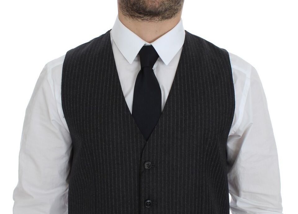 Gilet simple boutonnage Dolce & Gabbana en laine rayée grise