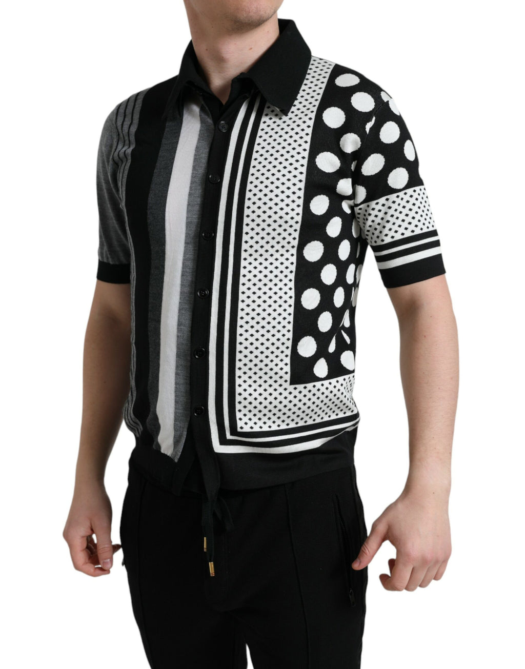 Dolce &amp; Gabbana Schwarz Weiß Pullover Cardigan Polo Pullover