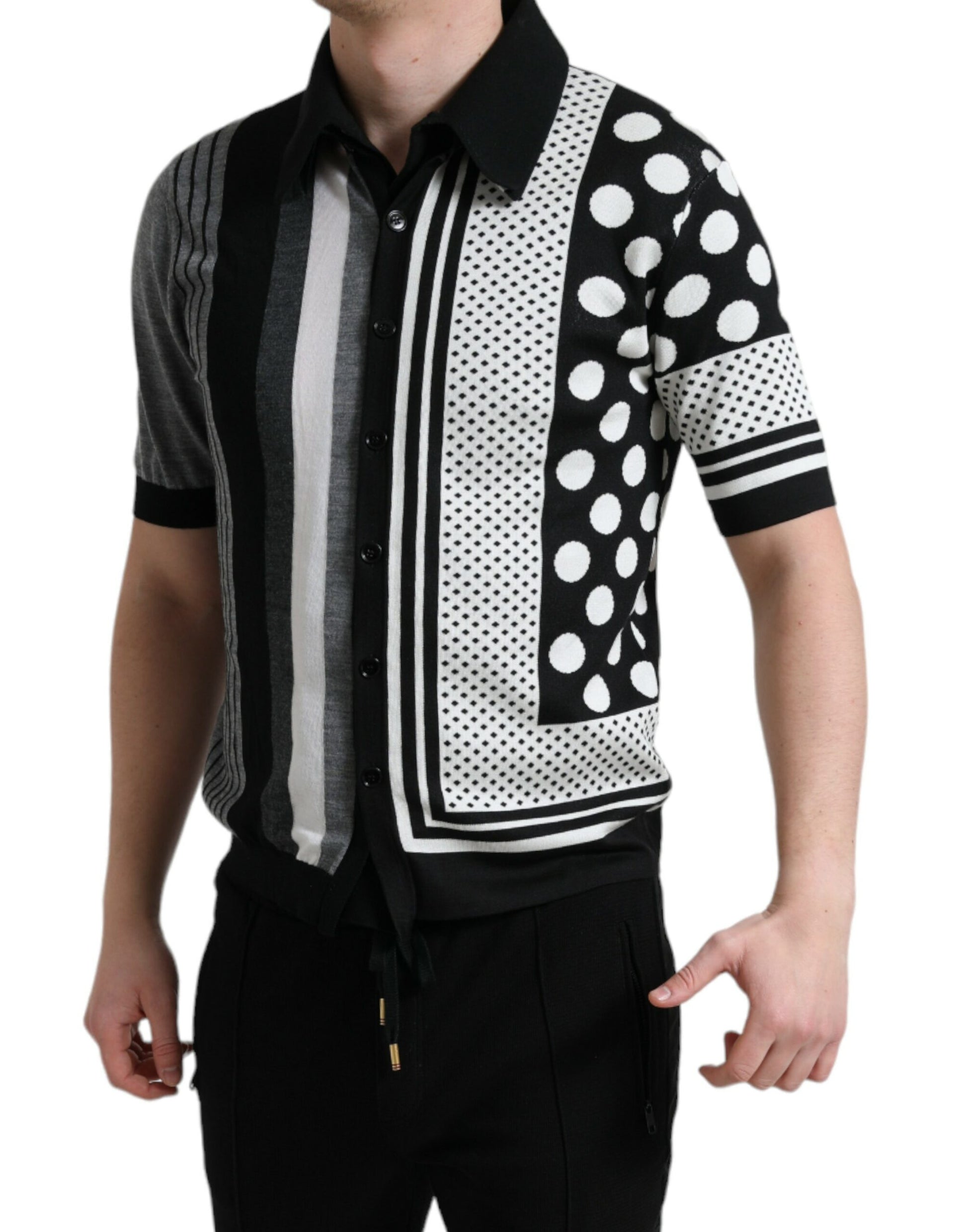 Dolce &amp; Gabbana Elegante gestreifte Strickjacke aus Seidenmischung