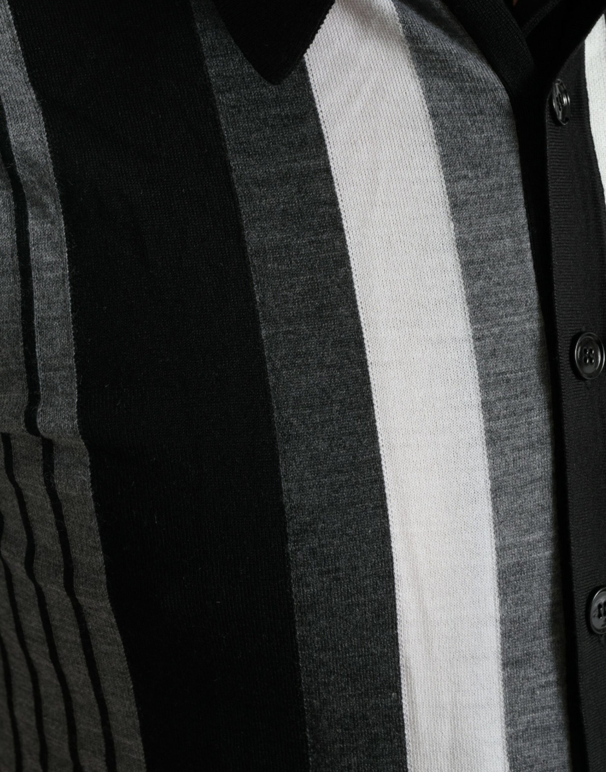 Dolce &amp; Gabbana Elegante gestreifte Strickjacke aus Seidenmischung