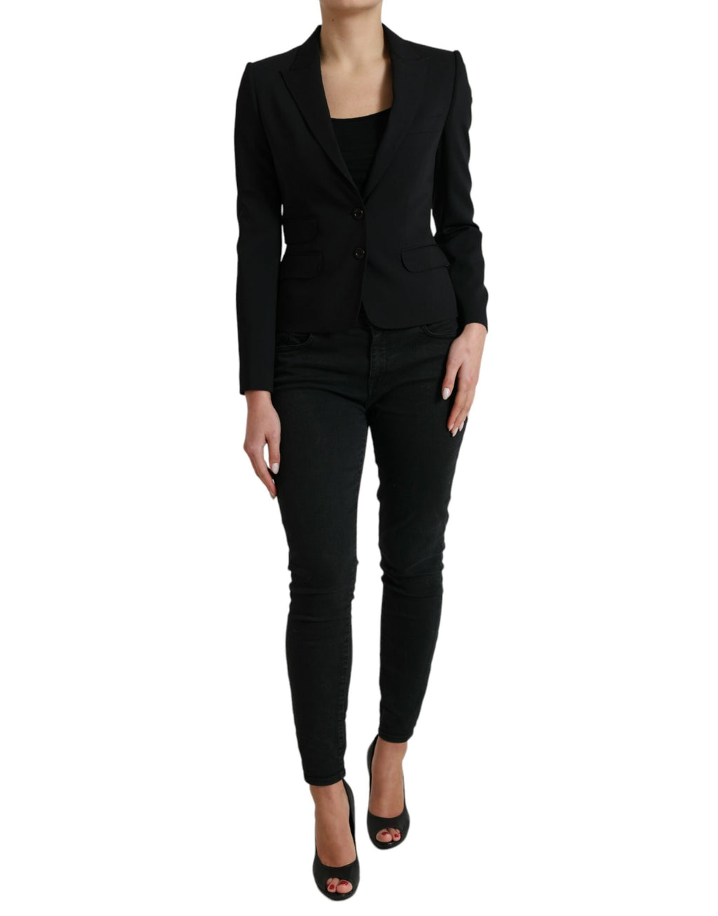 Veste-blazer Dolce & Gabbana noire en laine, coupe droite