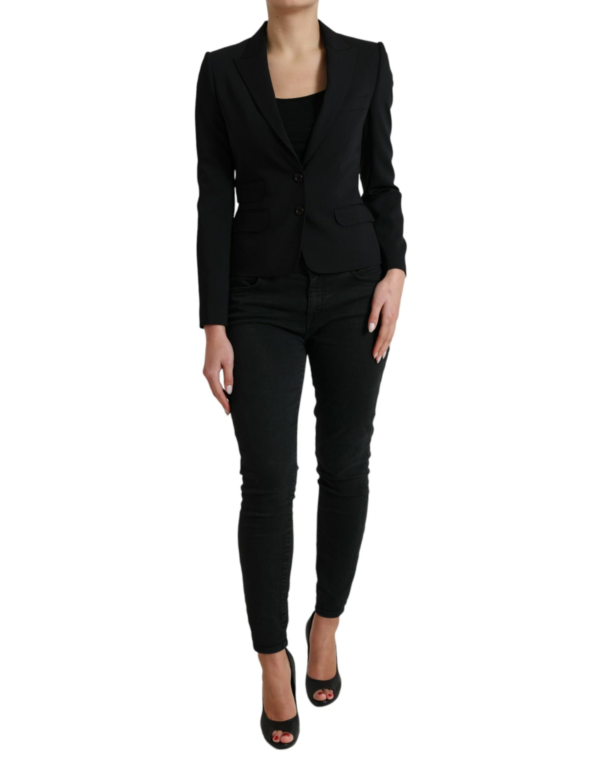 Veste-blazer Dolce & Gabbana noire en laine, coupe droite