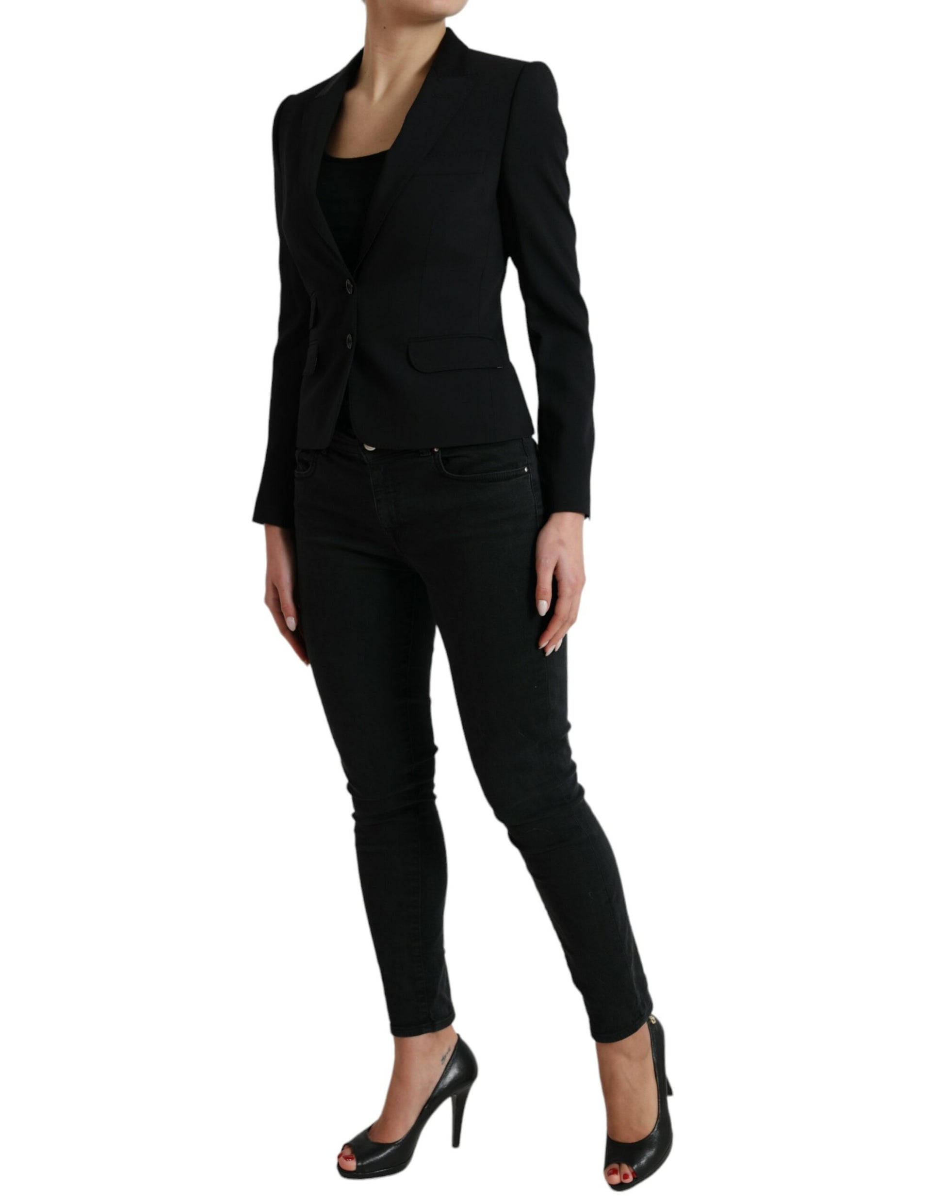 Veste-blazer Dolce & Gabbana noire en laine, coupe droite