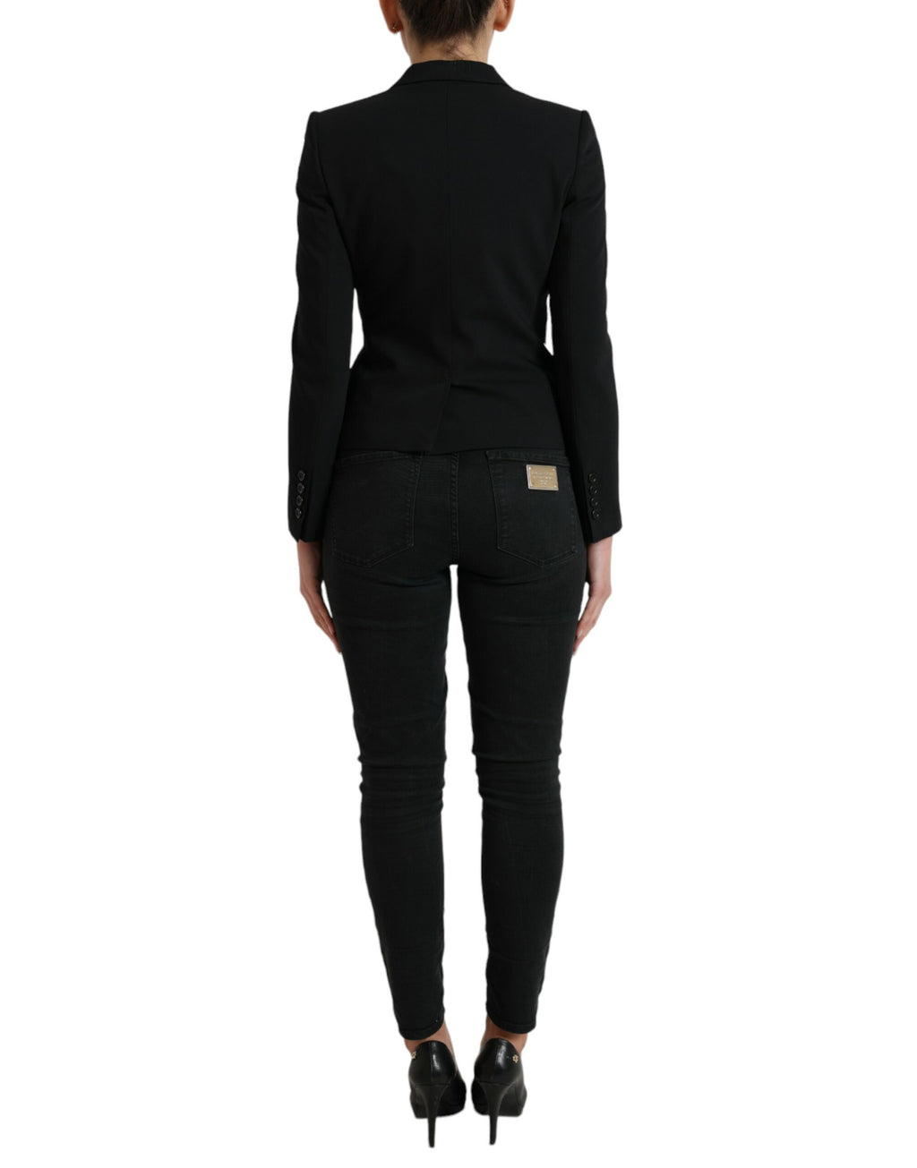 Veste-blazer Dolce & Gabbana noire en laine, coupe droite