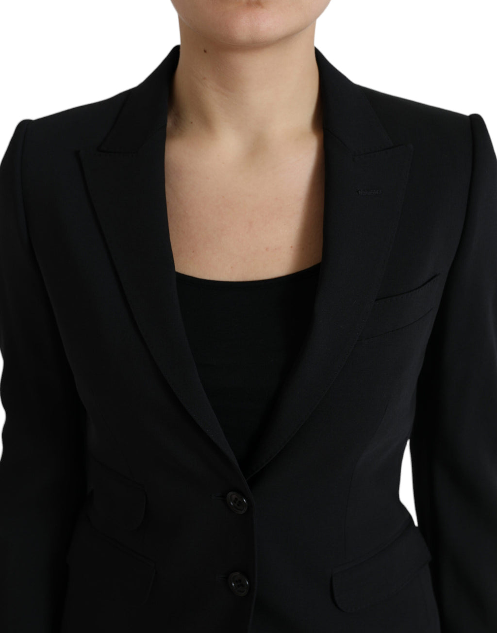 Veste-blazer Dolce & Gabbana noire en laine, coupe droite