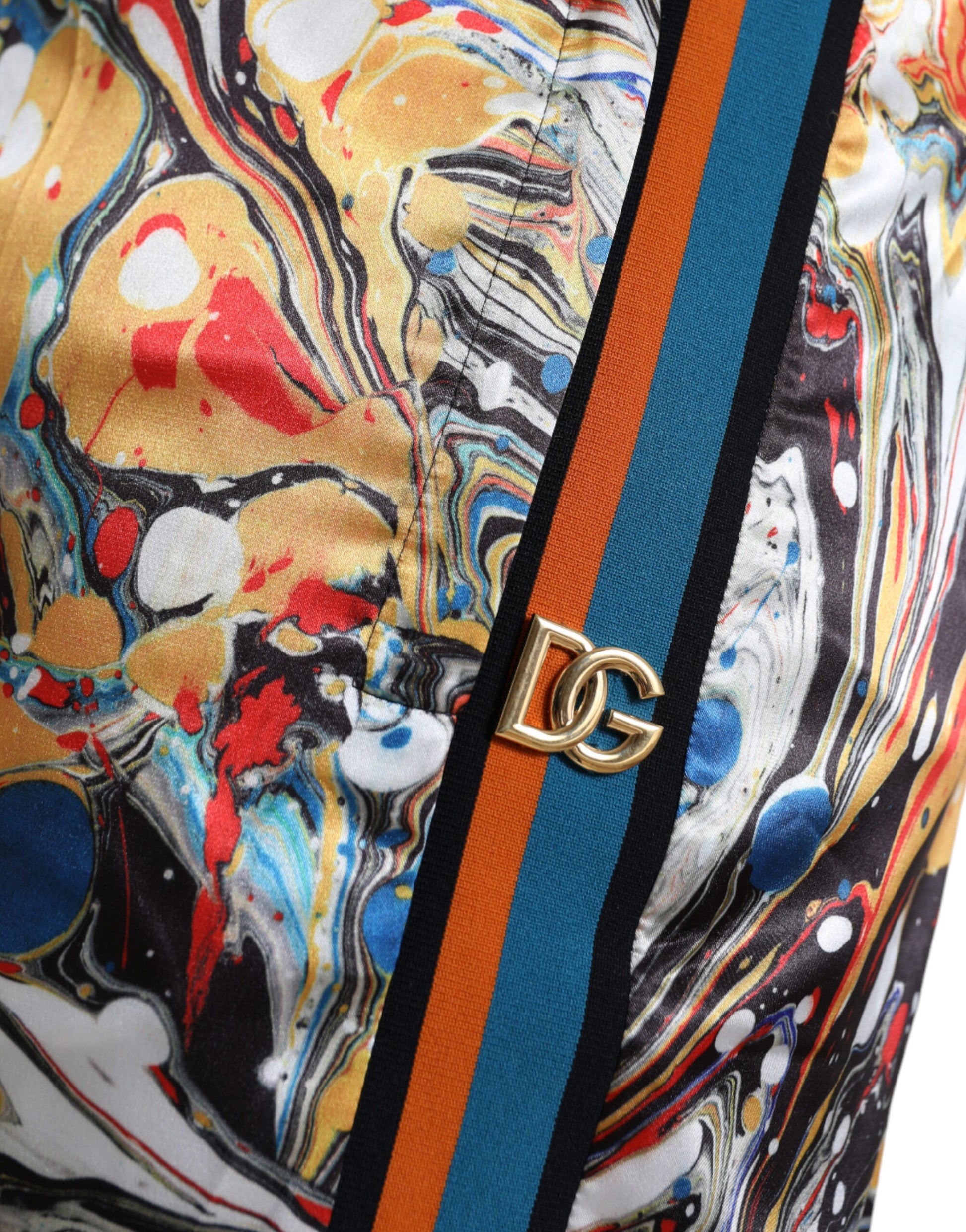 Pantalon en satin à imprimé marbre multicolore Dolce & Gabbana